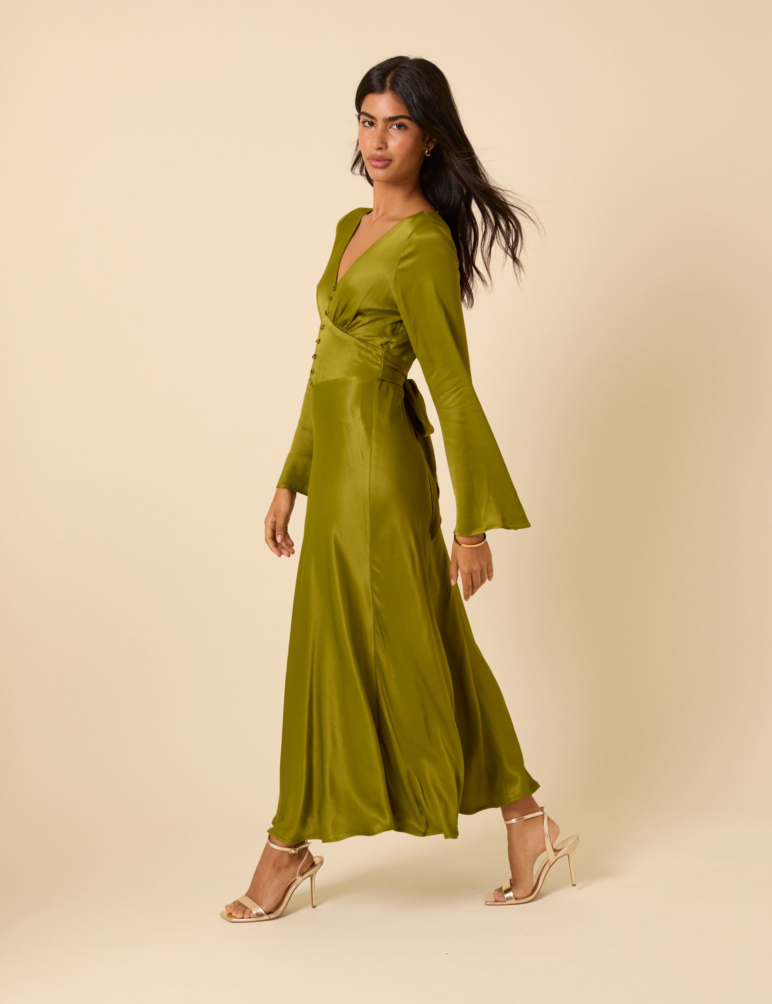 V-Neck Button Detail MidI Dress 5 of 5