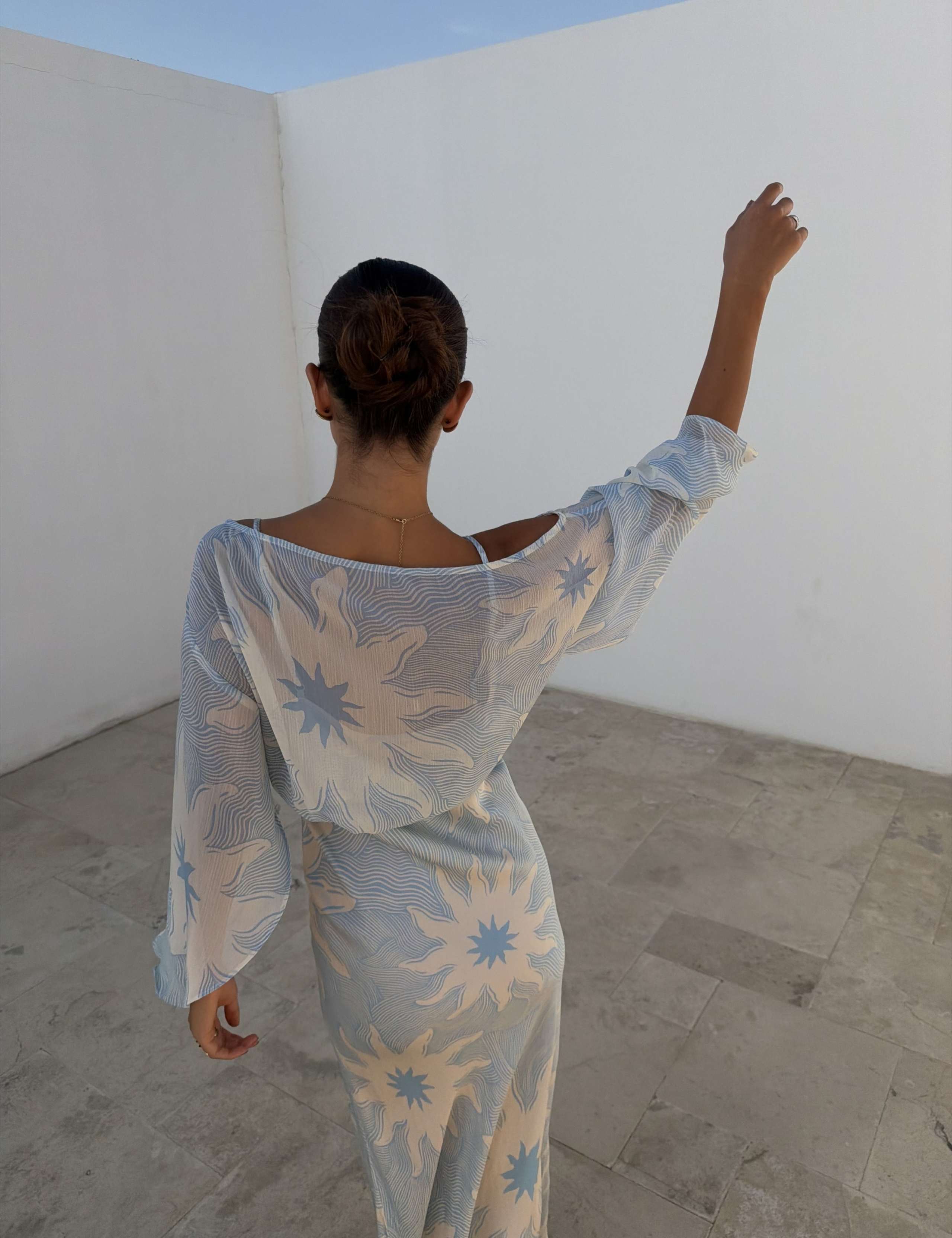 Printed One Shoulder Maxi Column Dress 3 of 5