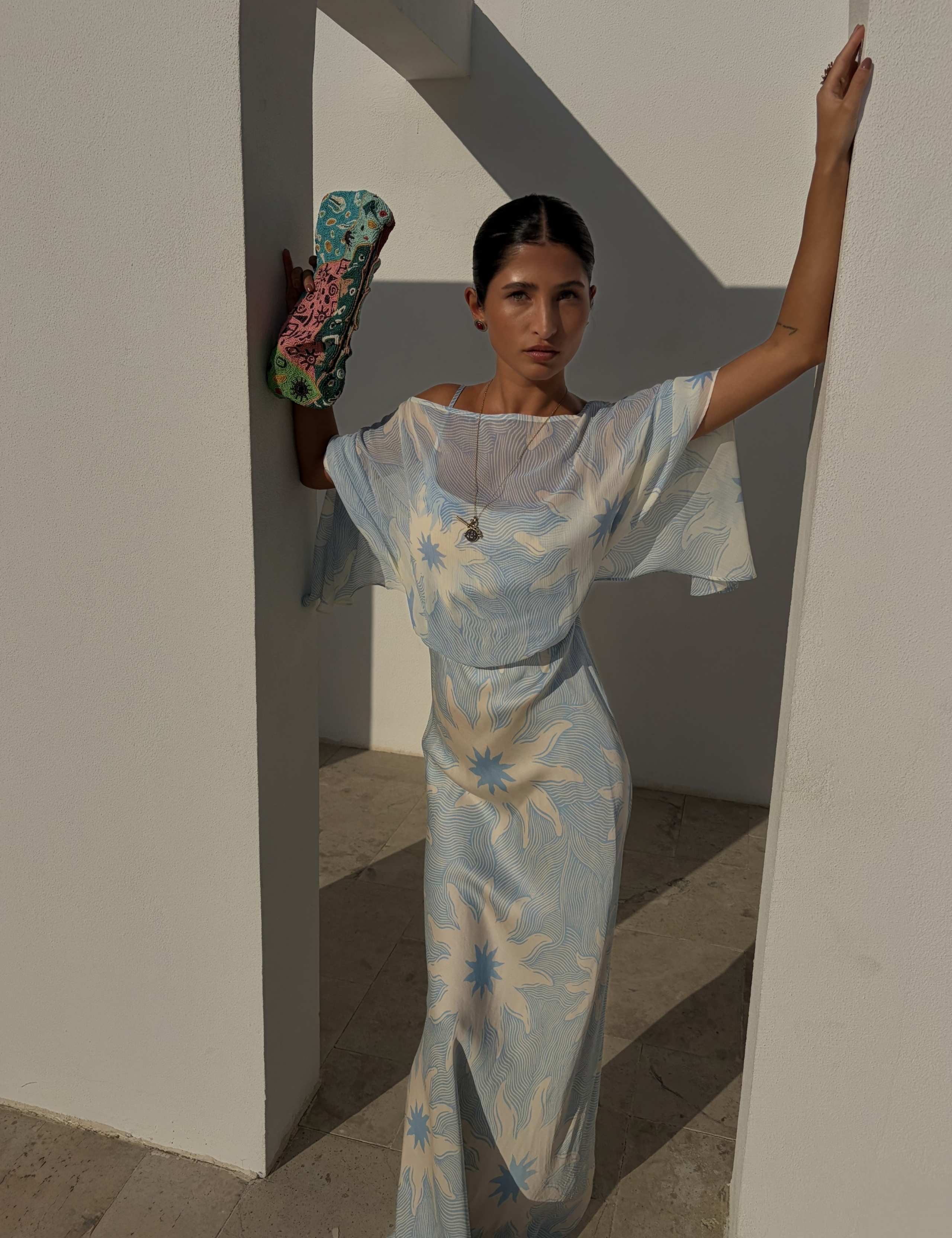 Printed One Shoulder Maxi Column Dress 5 of 5