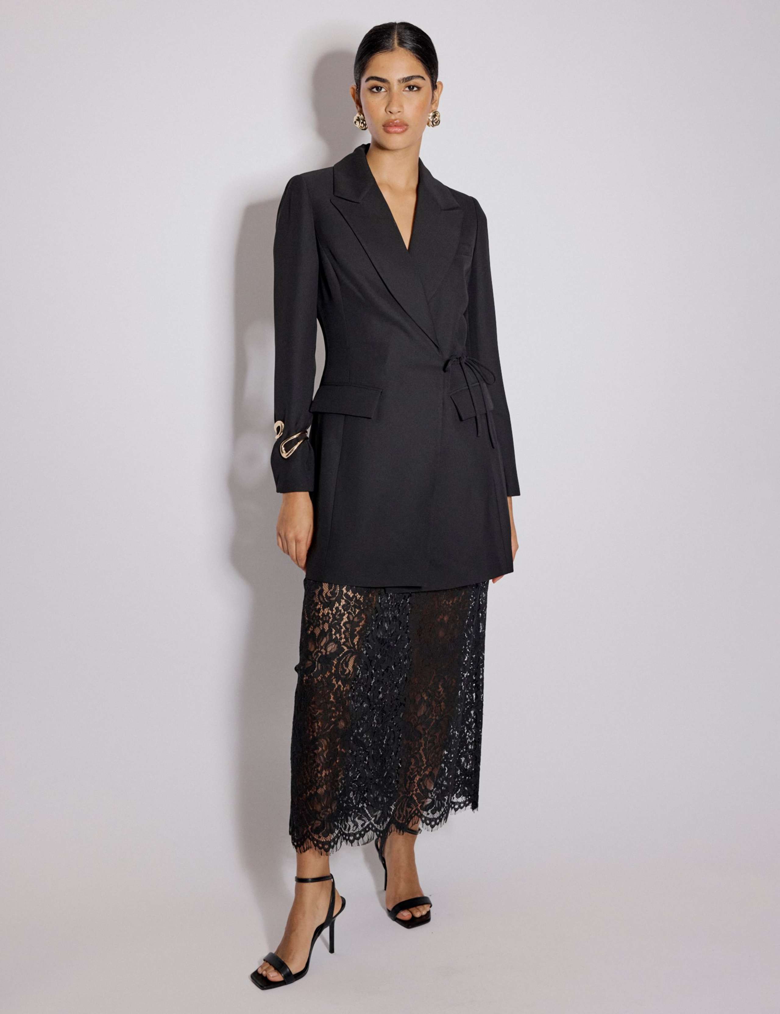 Tie Waist Mini Tailored Dress 3 of 5
