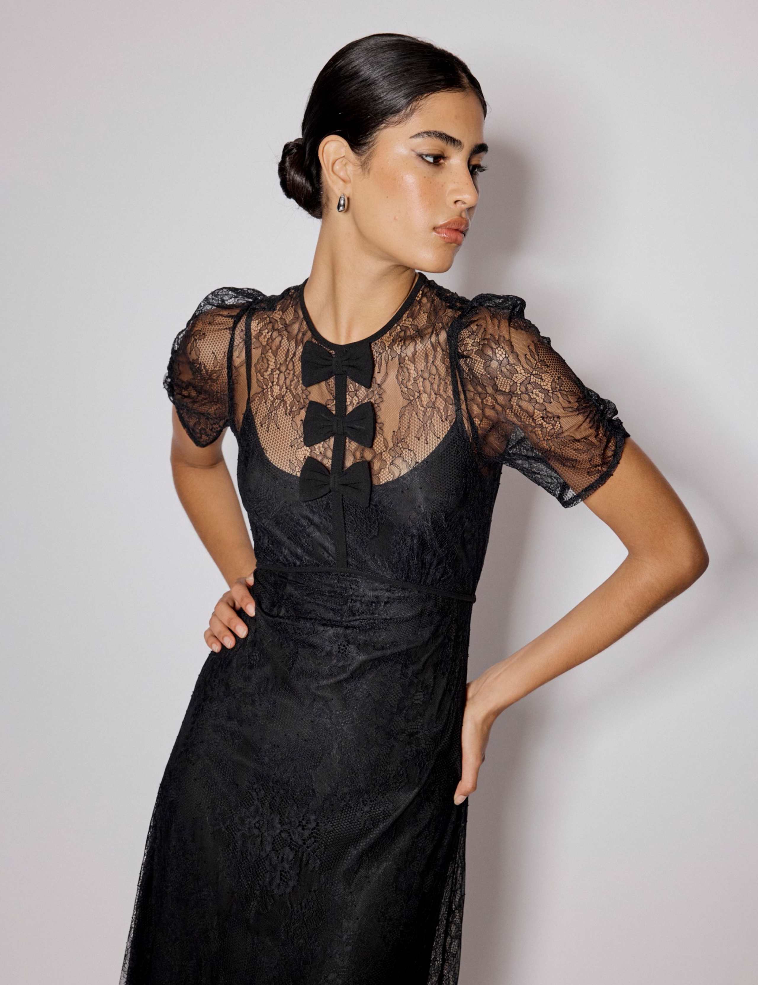 Lace Midi Waisted Dress 4 of 5