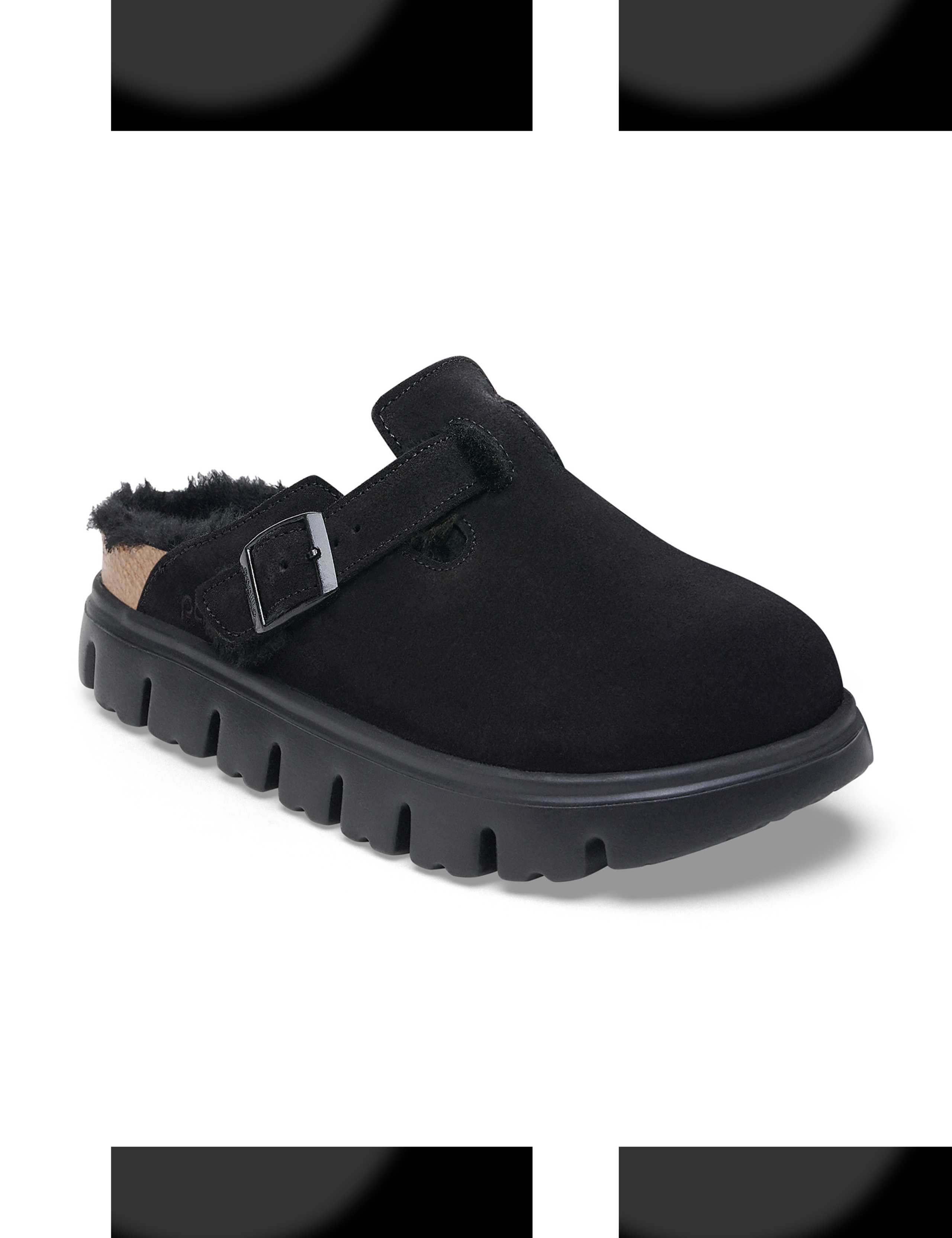 Boston Chunky Suede Shearling Buckle Clogs 2 of 3