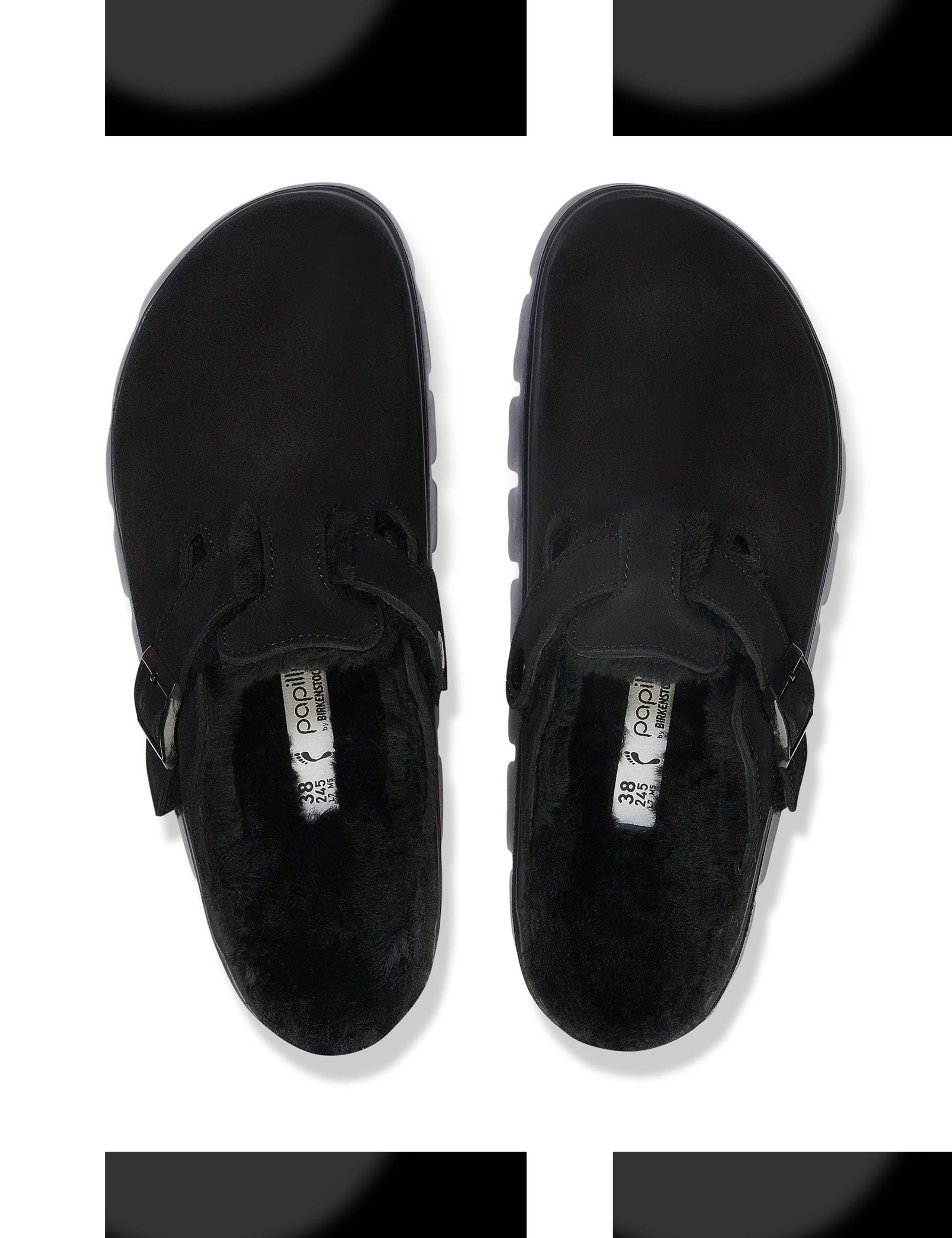 Boston Chunky Suede Shearling Buckle Clogs 3 of 3