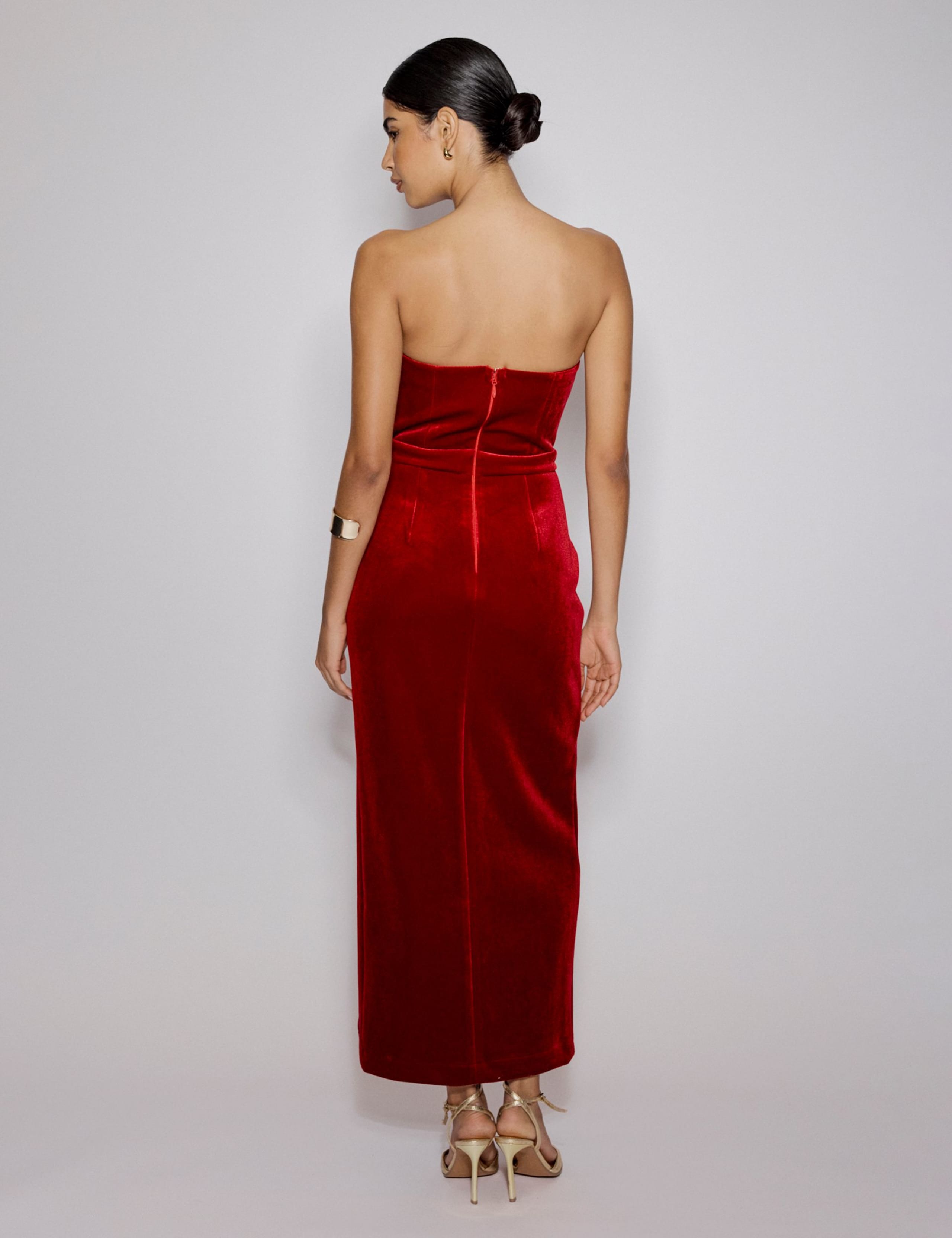 Velvet Bandeau Sweetheart Neckline Midaxi Bodycon Dress 5 of 5