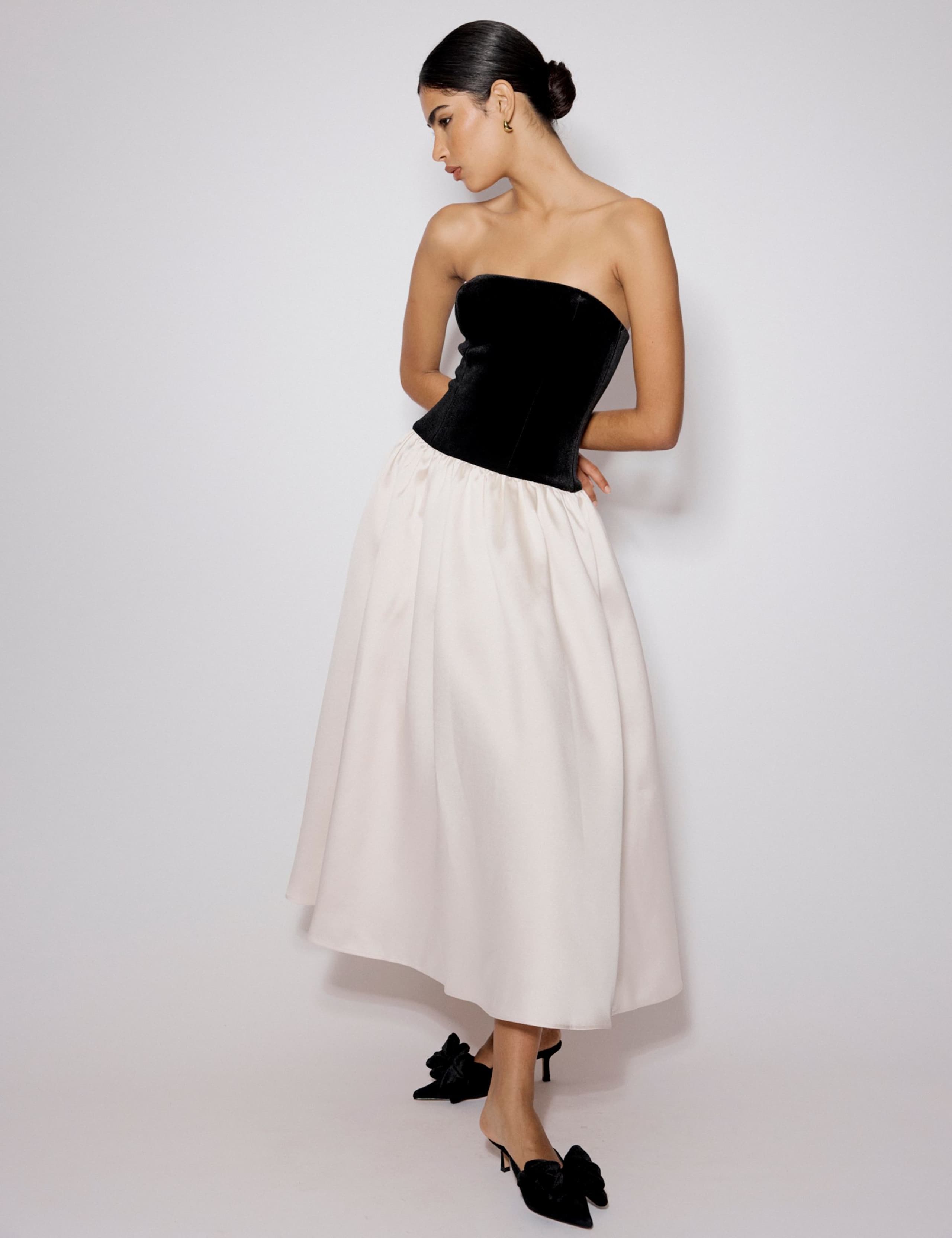 Pure Cotton Strapless Midi Skater Dress 3 of 5