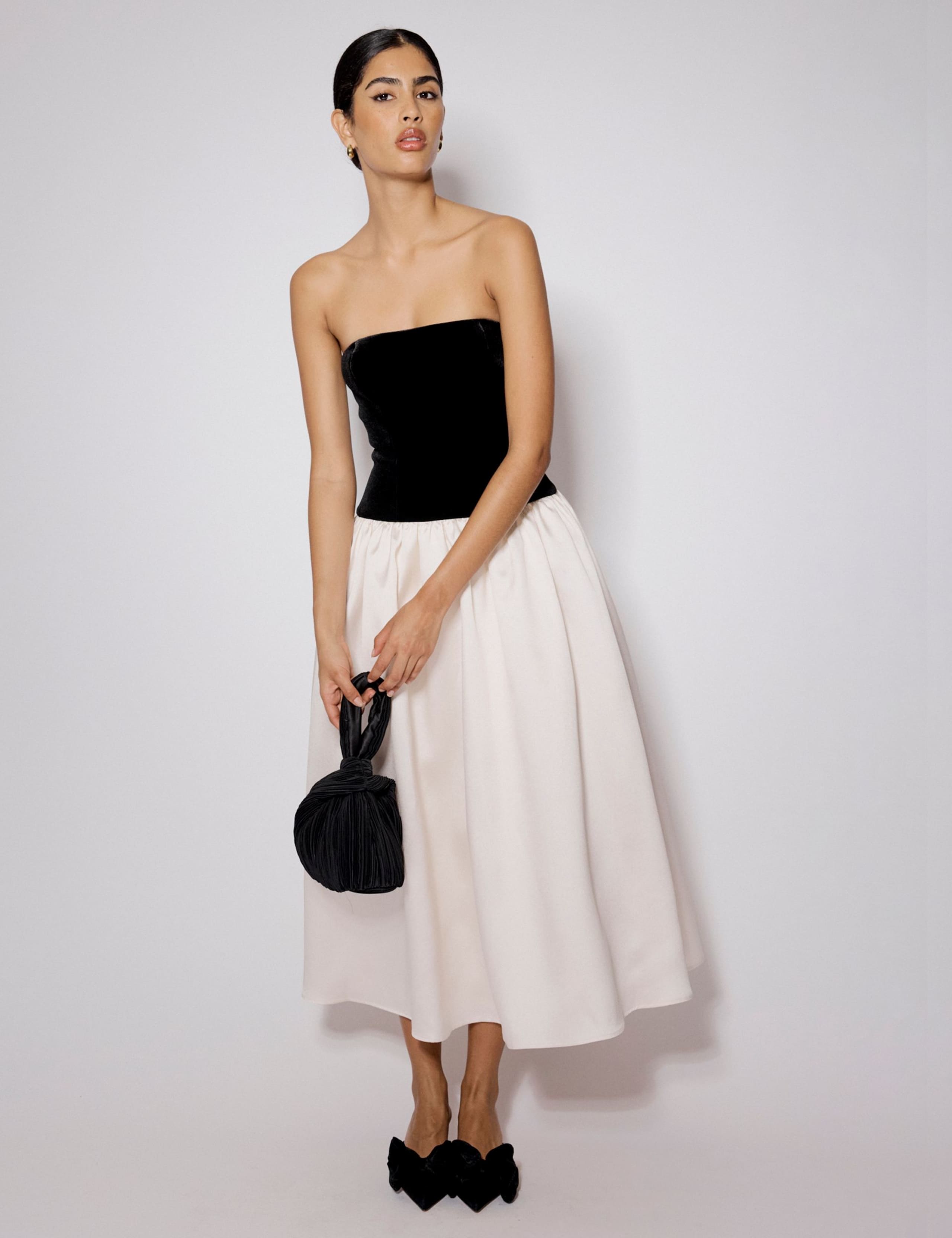 Pure Cotton Strapless Midi Skater Dress 4 of 5
