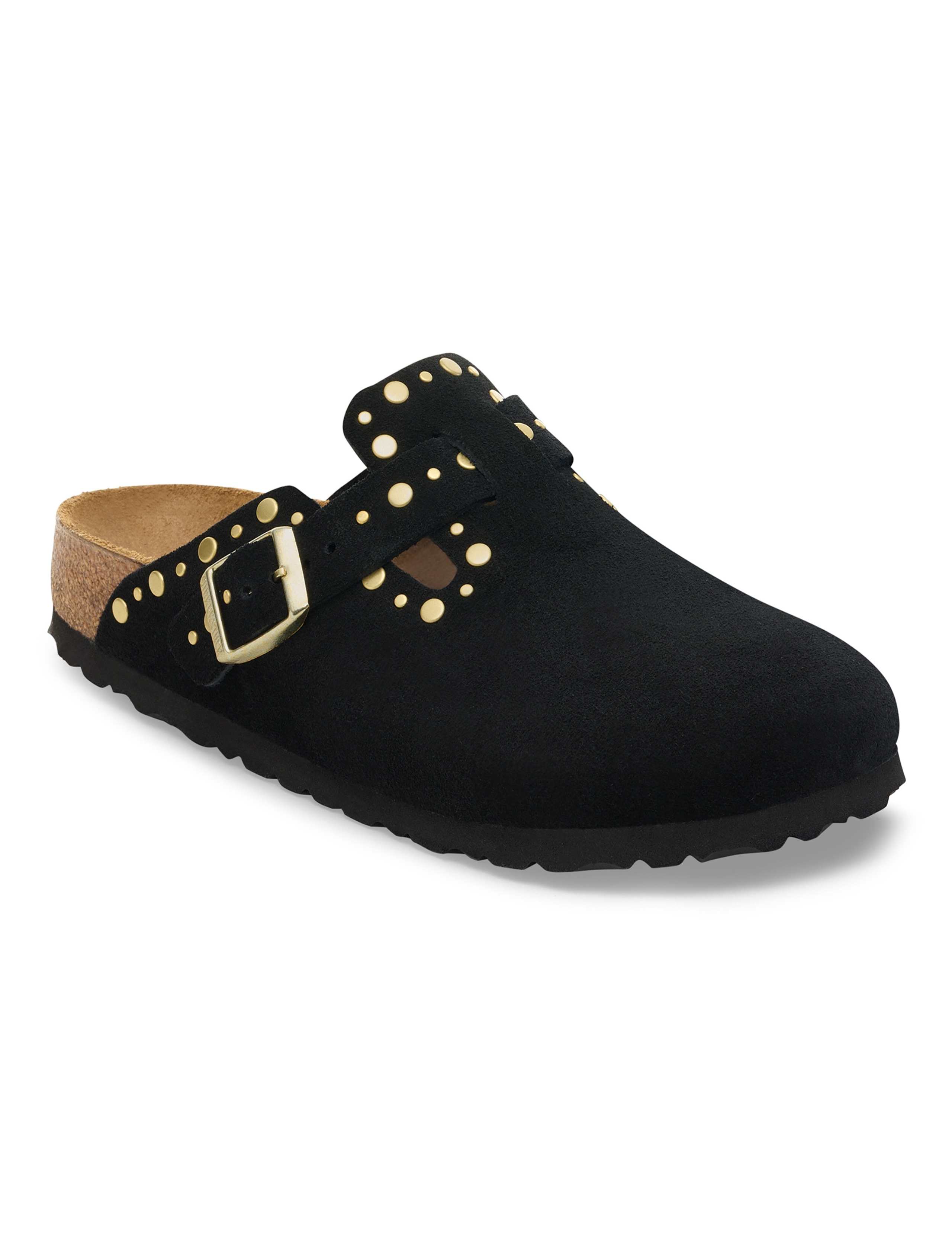 Boston Suede Rivet Footbed Clog Mules 2 of 3