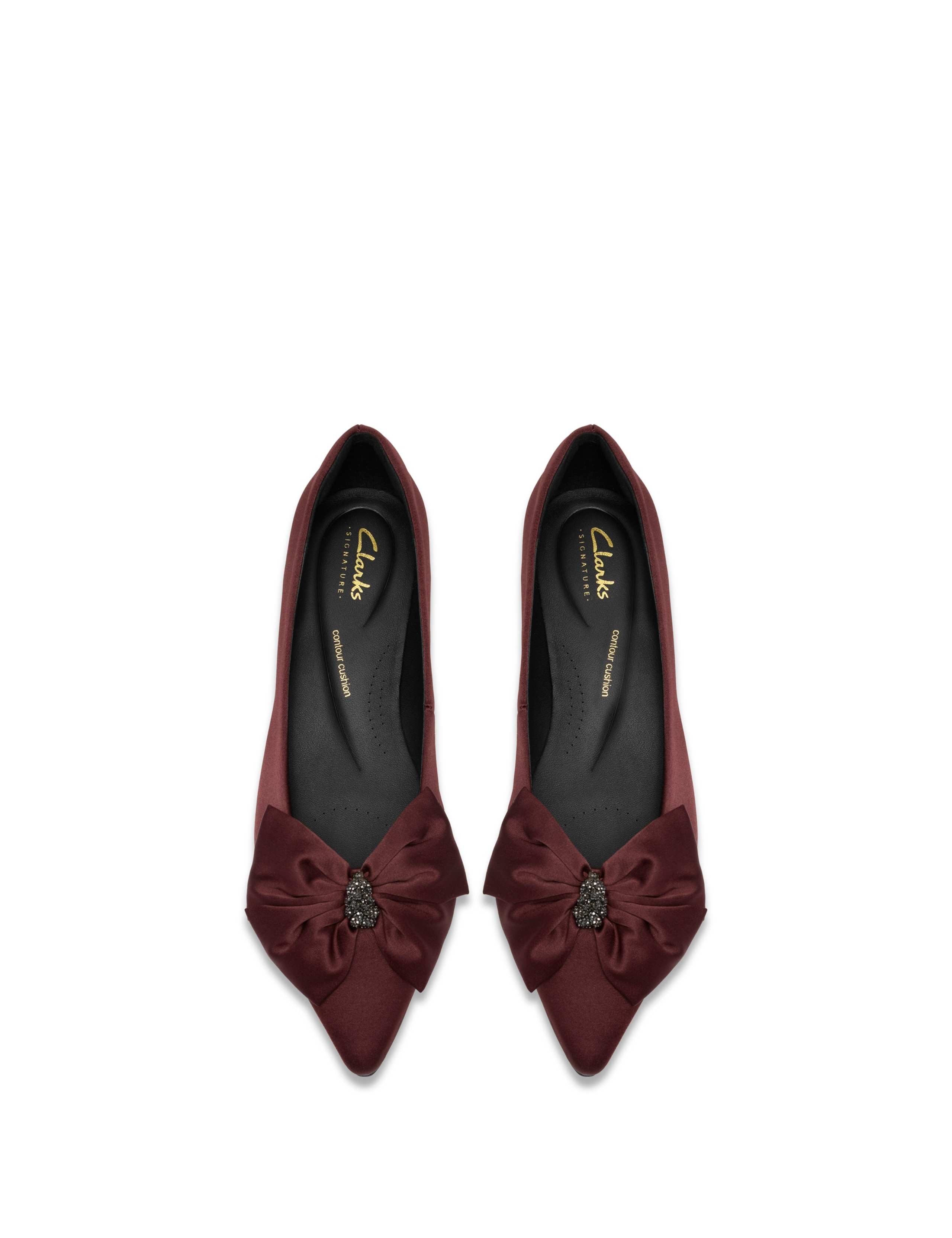 Satin Embellished Bow Flat Pointed Ballet Pumps 3 of 6