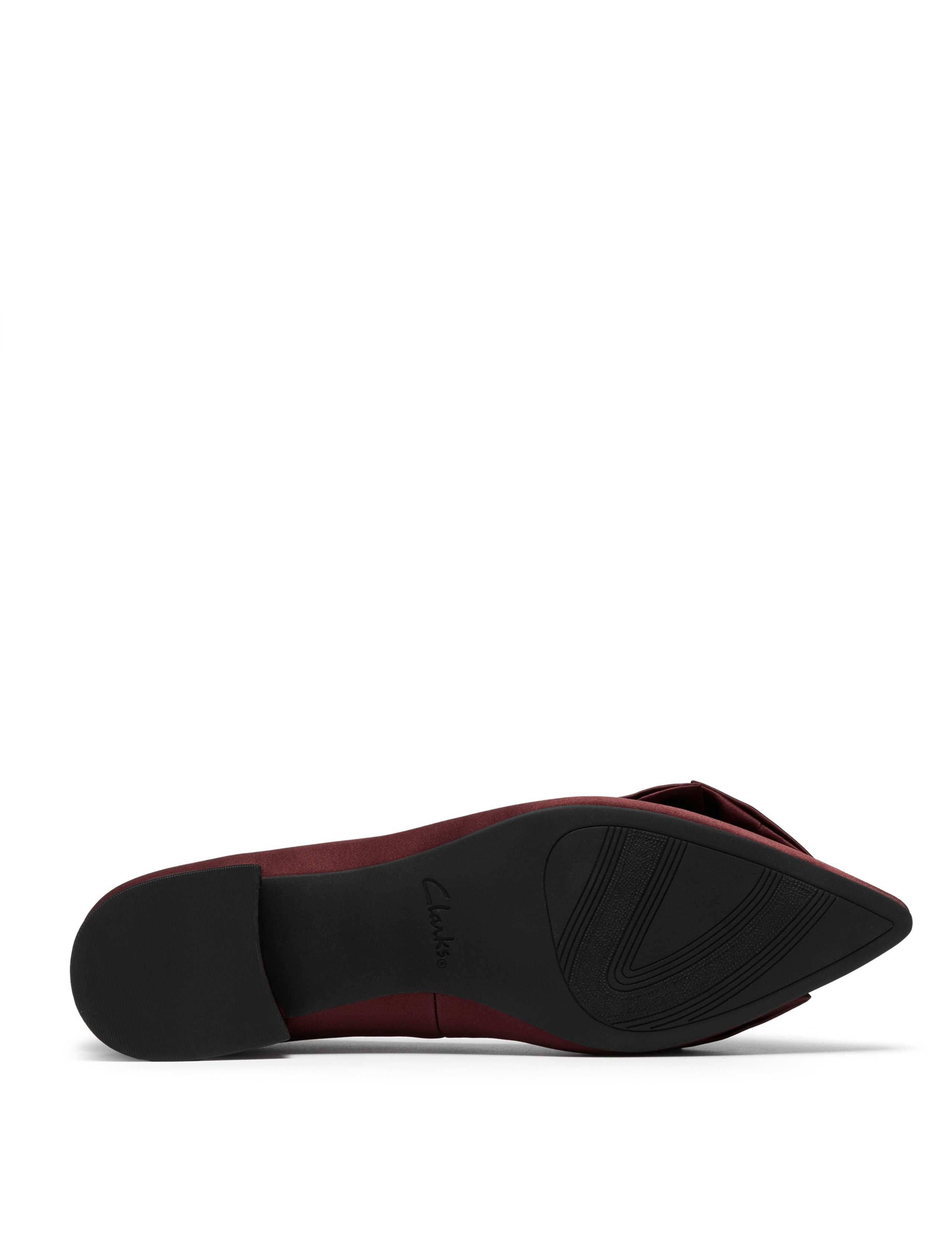 Satin Embellished Bow Flat Pointed Ballet Pumps 6 of 6
