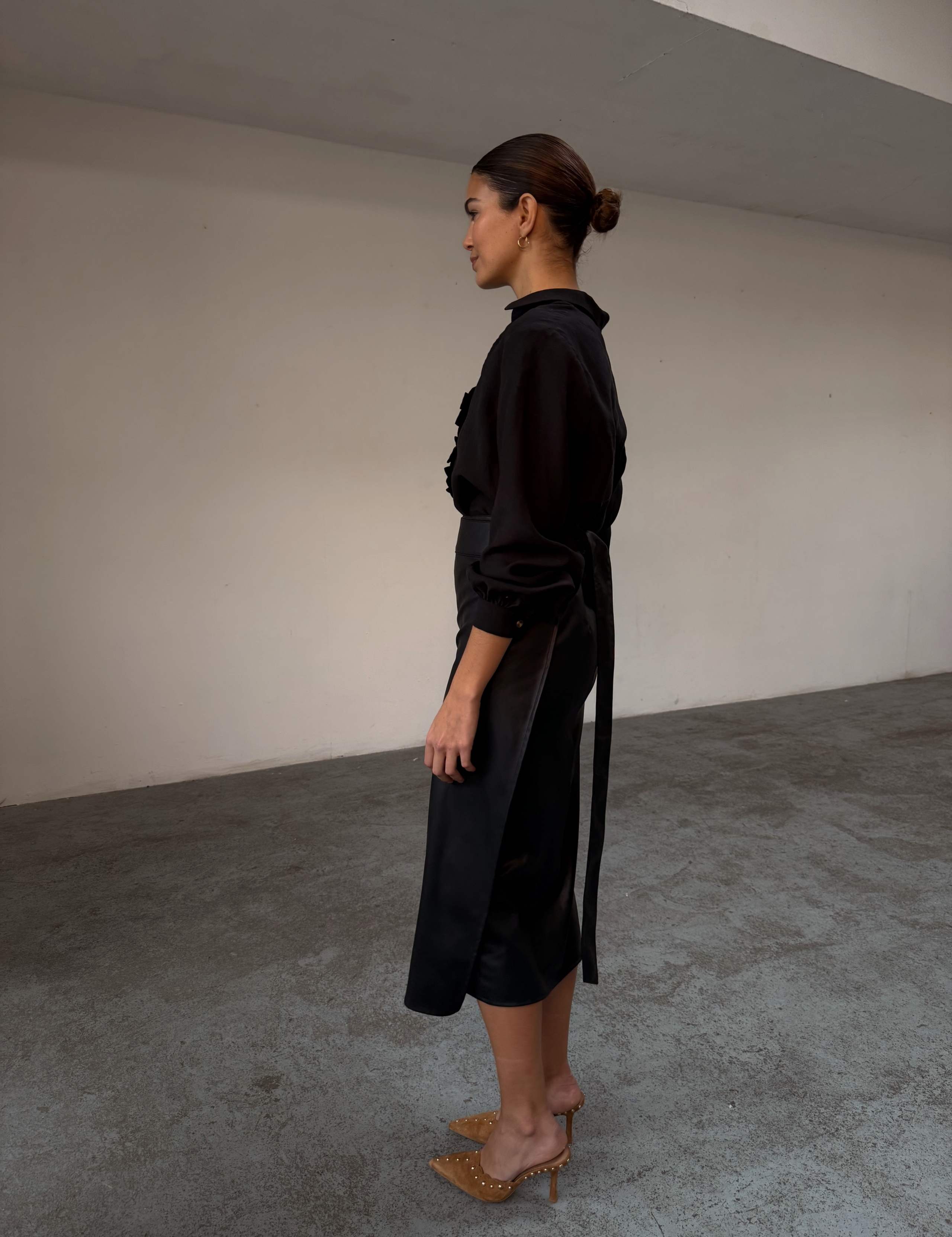 Leather Look Ruffle Midi Wrap Skirt 5 of 6