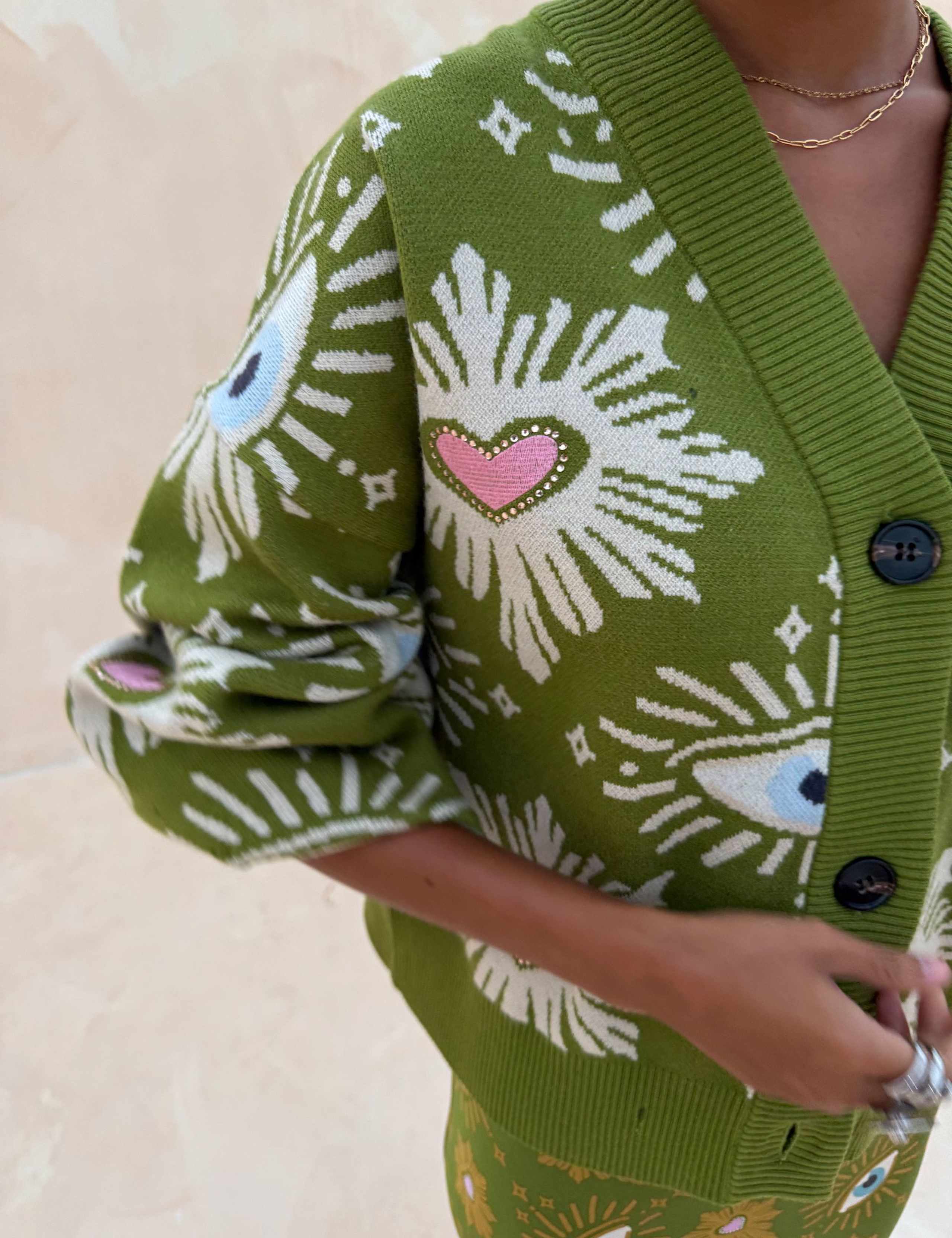 Jacquard Embellished V-Neck Cardigan 4 of 5