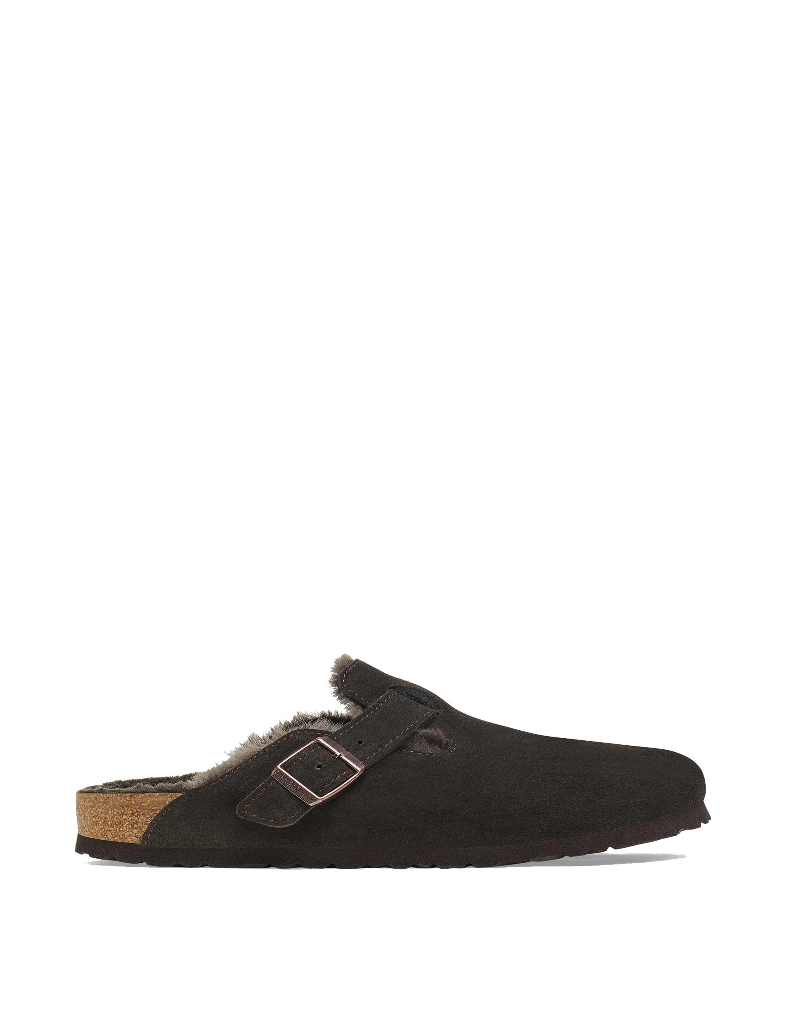 Boston Suede Shearling Buckle Slippers 1 of 3