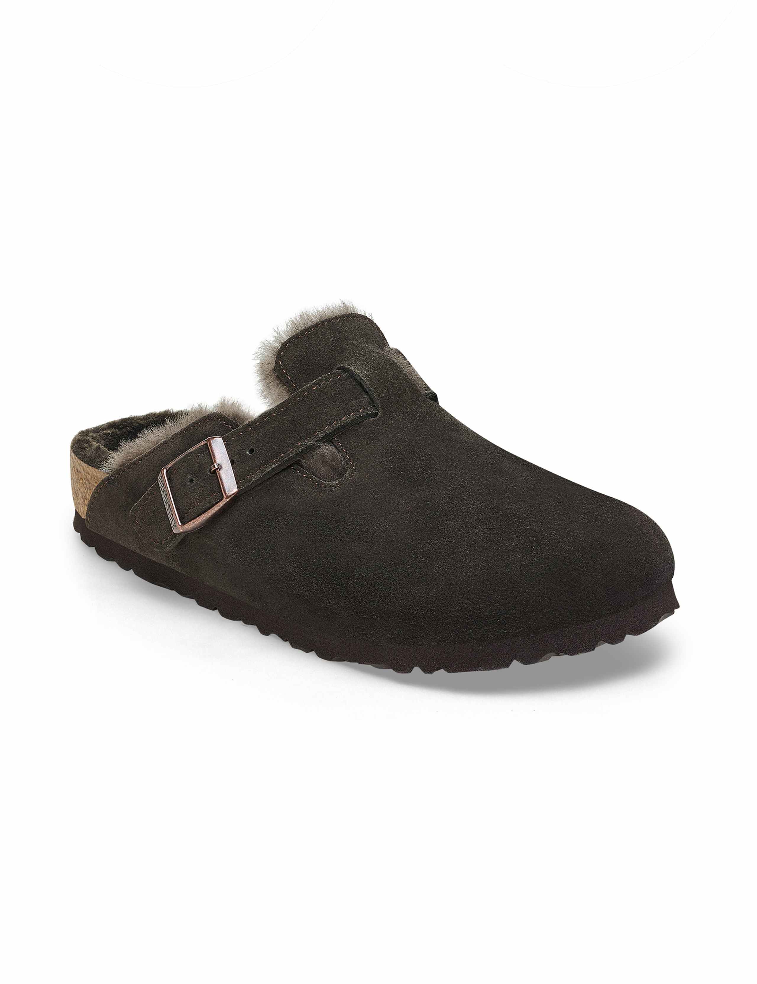 Boston Suede Shearling Buckle Slippers 2 of 3