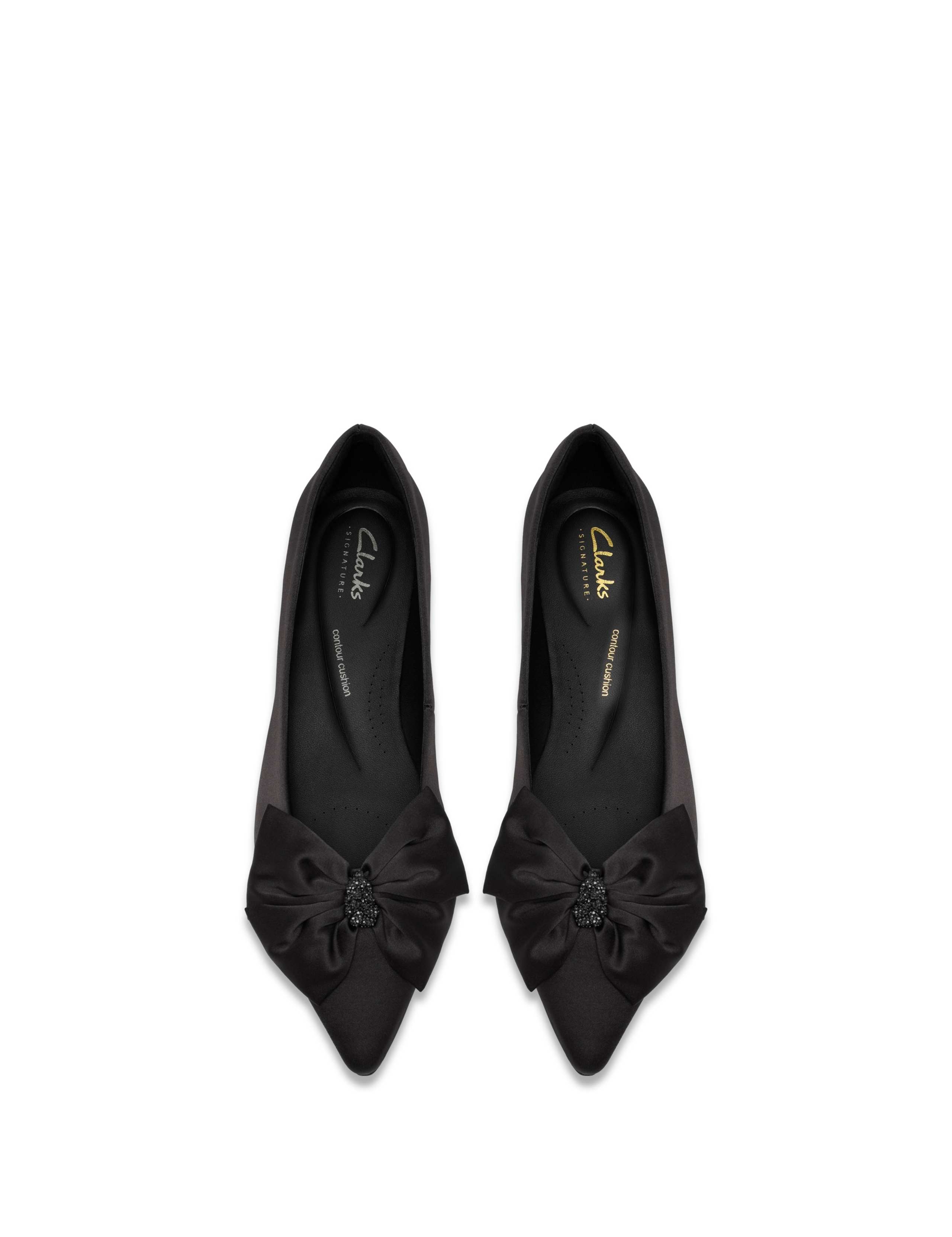 Satin Embellished Bow Flat Pointed Ballet Pumps 3 of 6