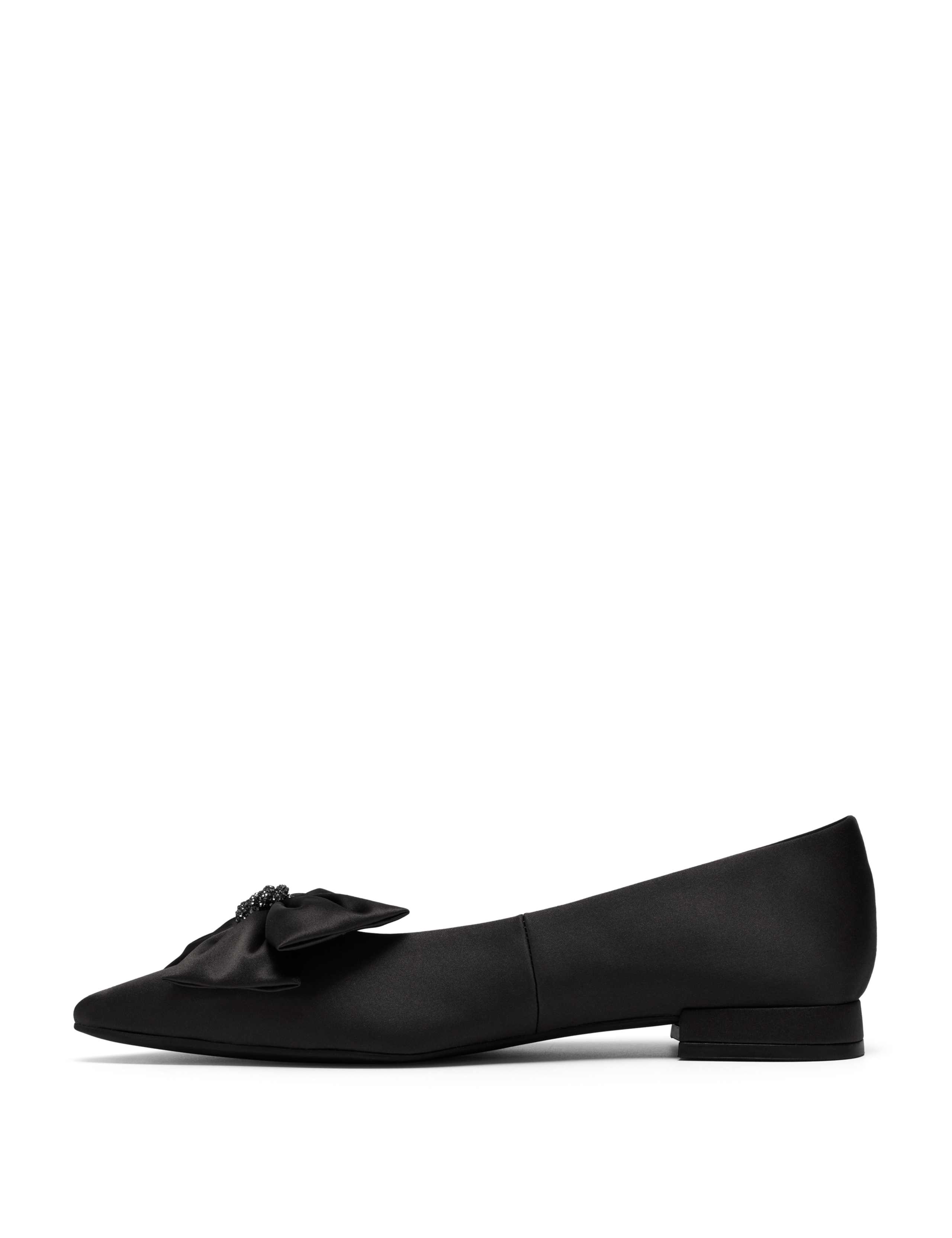 Satin Embellished Bow Flat Pointed Ballet Pumps 4 of 6