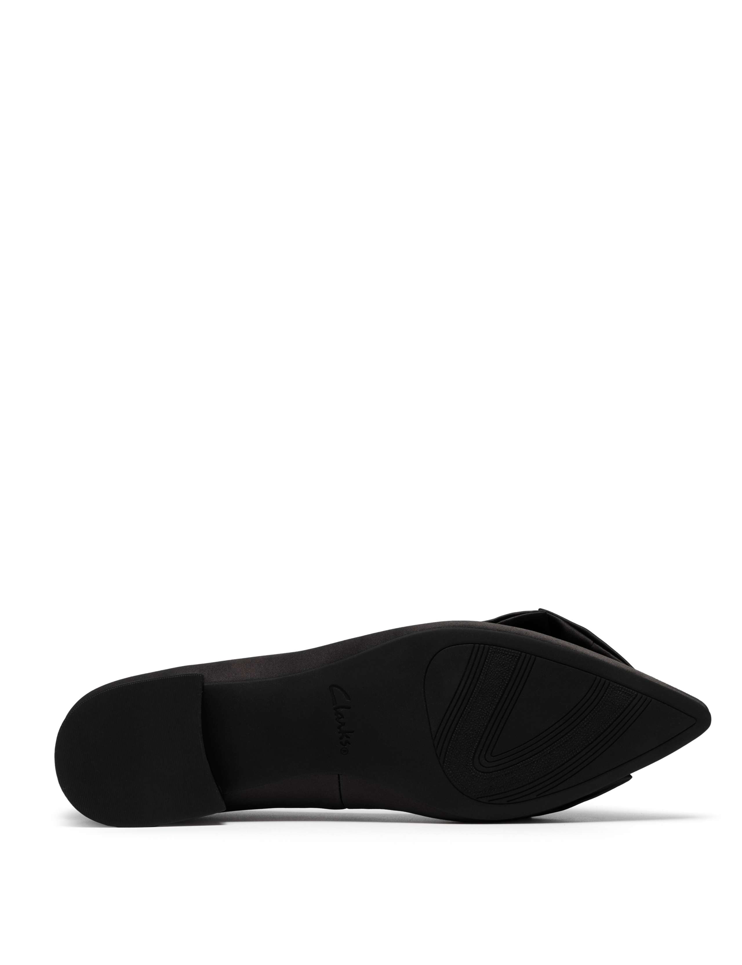 Satin Embellished Bow Flat Pointed Ballet Pumps 6 of 6