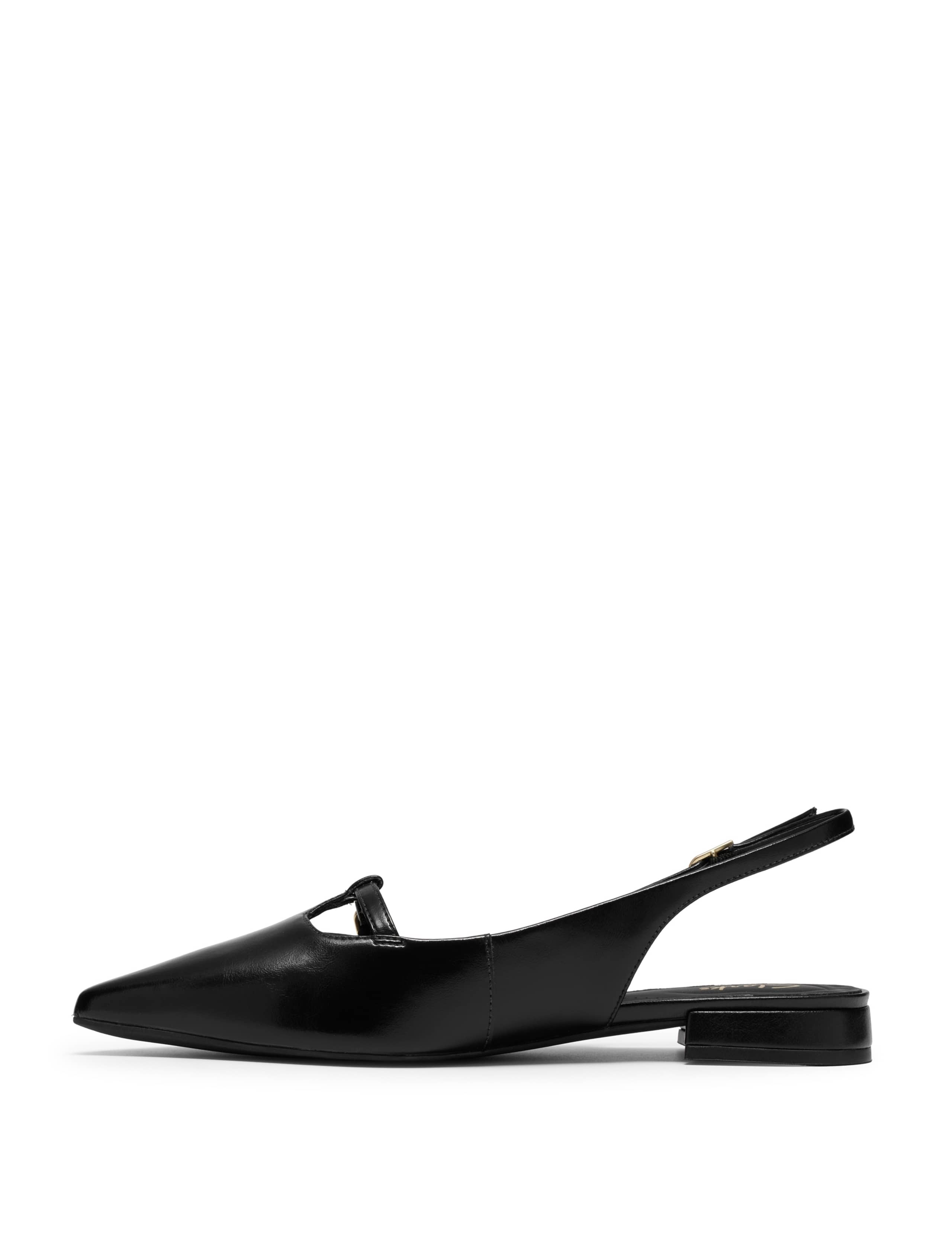 Leather Croc Ankle Strap Flat Pointed Slingback Shoes 4 of 6