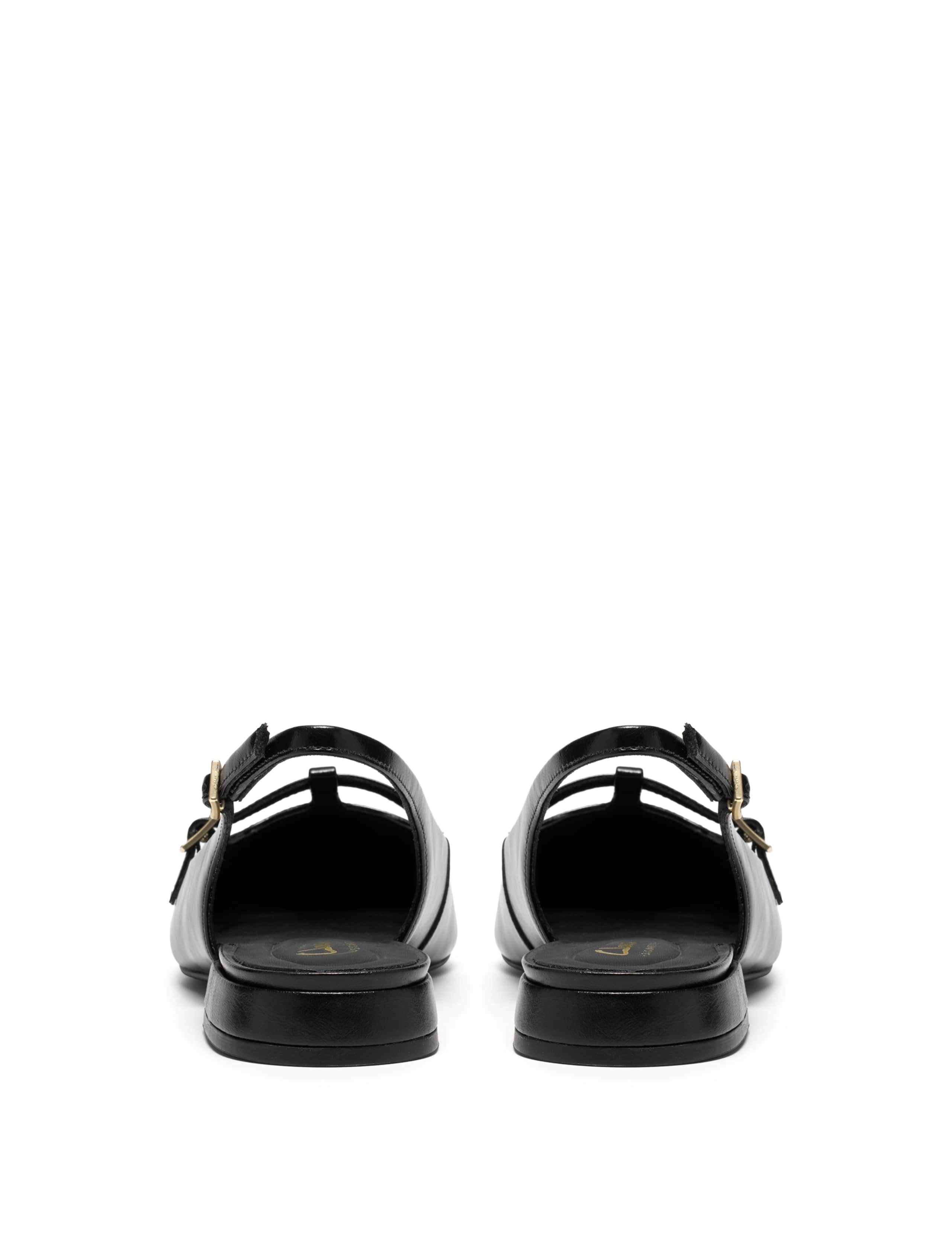 Leather Croc Ankle Strap Flat Pointed Slingback Shoes 5 of 6