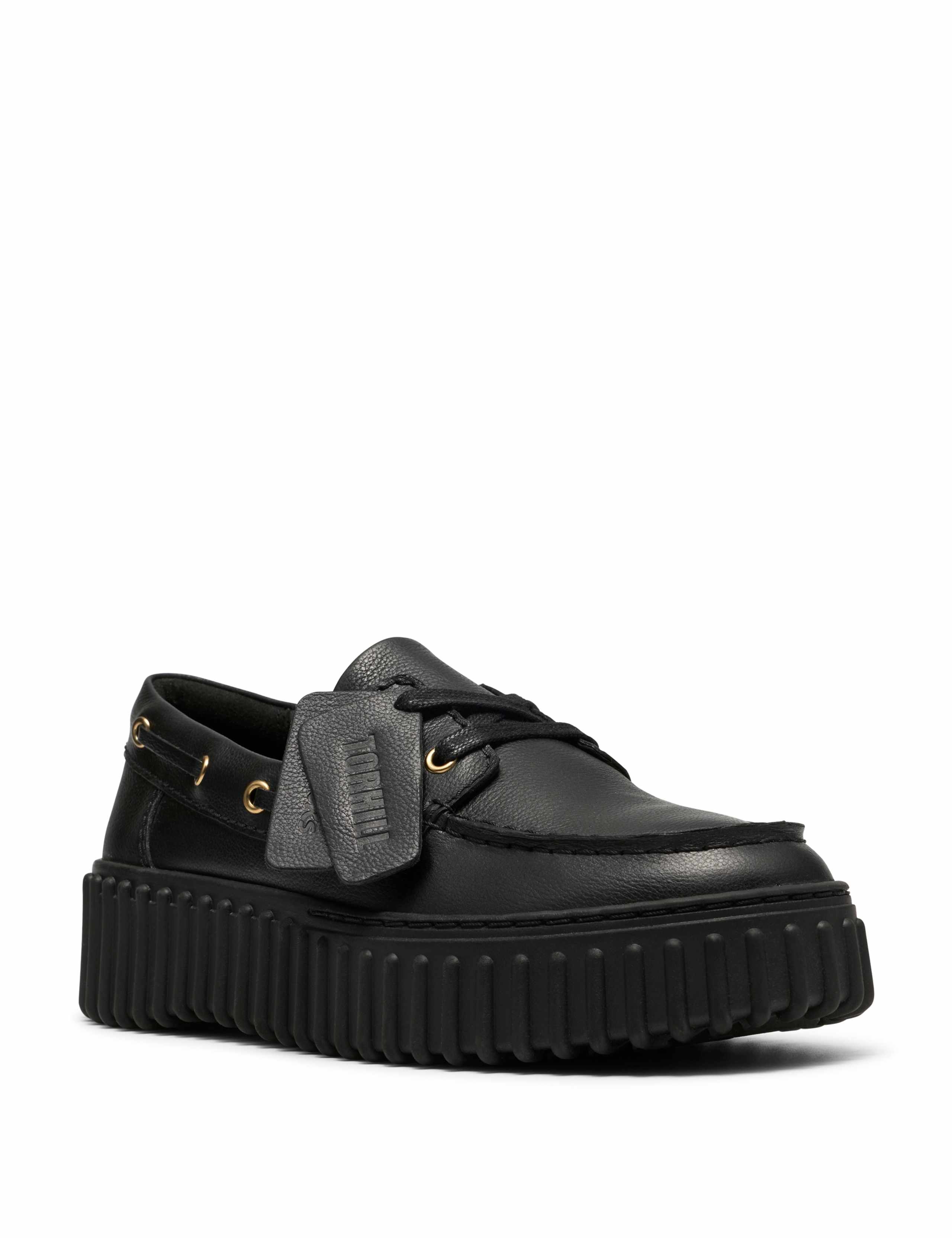 Leather Chunky Lace Up Boat Shoes 2 of 8