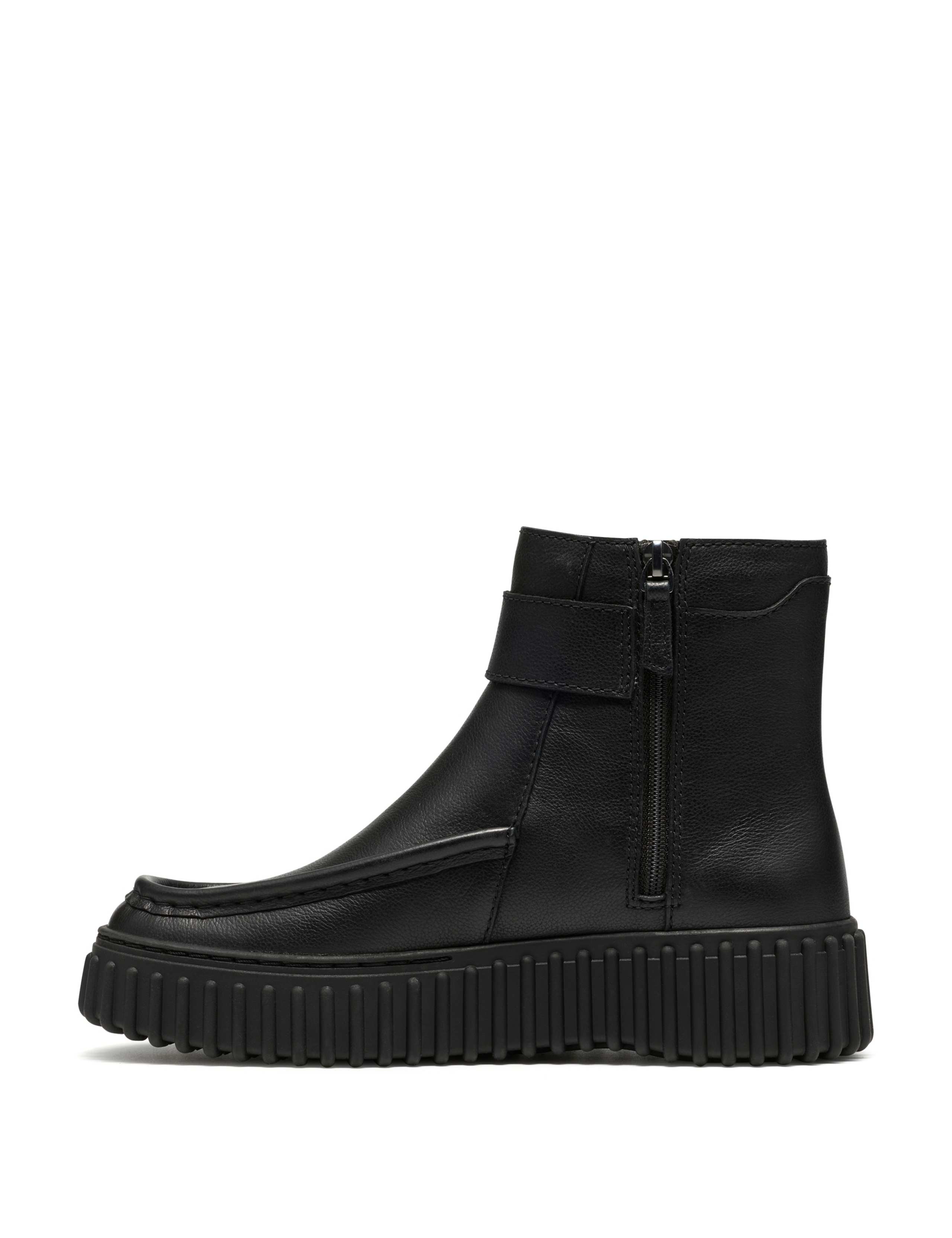 Leather Buckle Flatform Ankle Boots 4 of 6