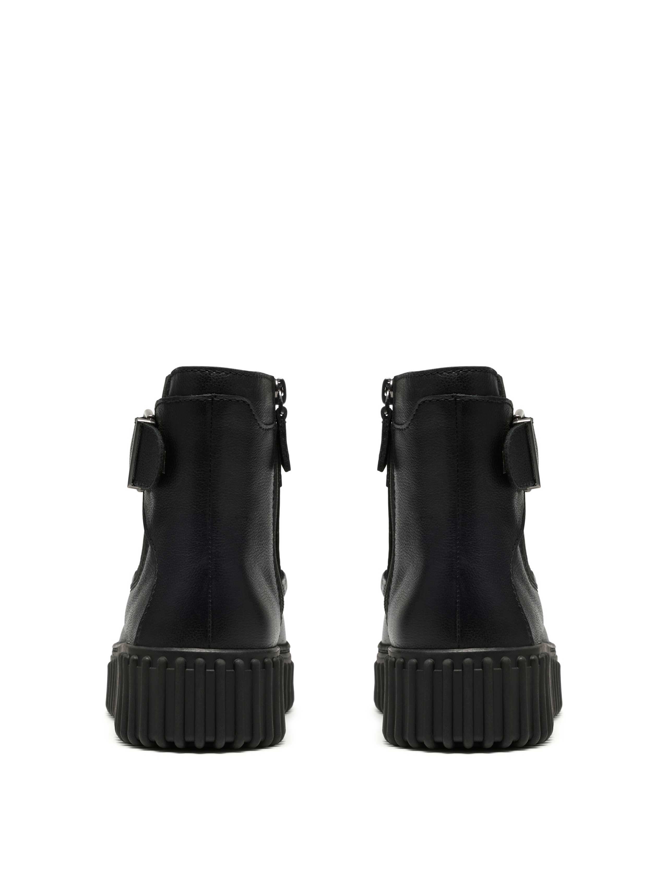 Leather Buckle Flatform Ankle Boots 5 of 6
