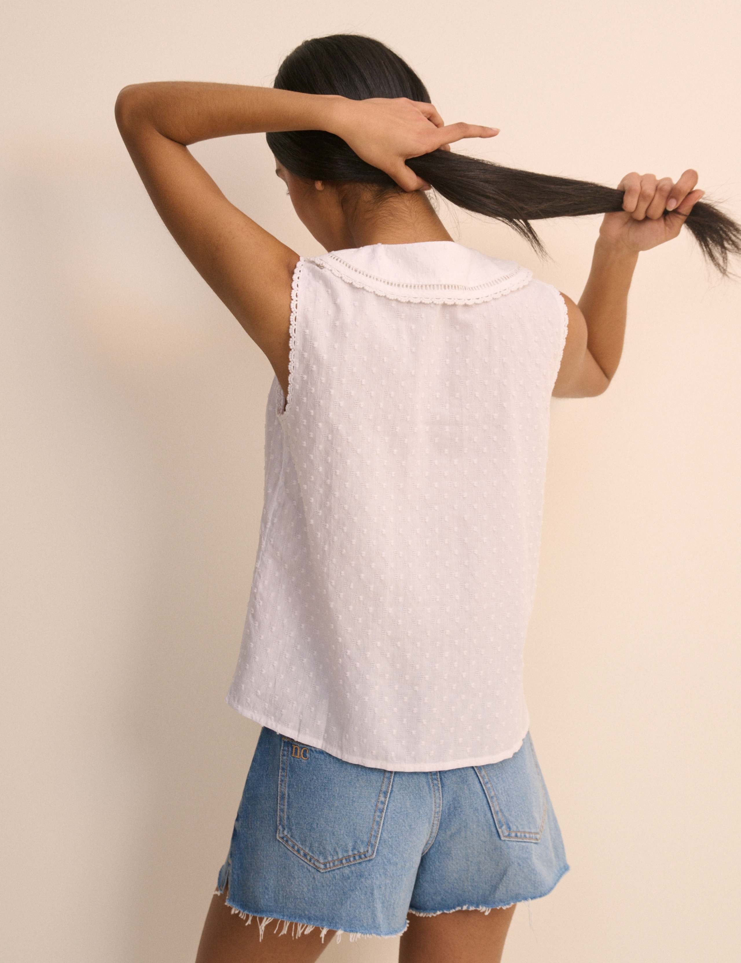 Pure Cotton Textured Peter Pan Collar Blouse 3 of 4