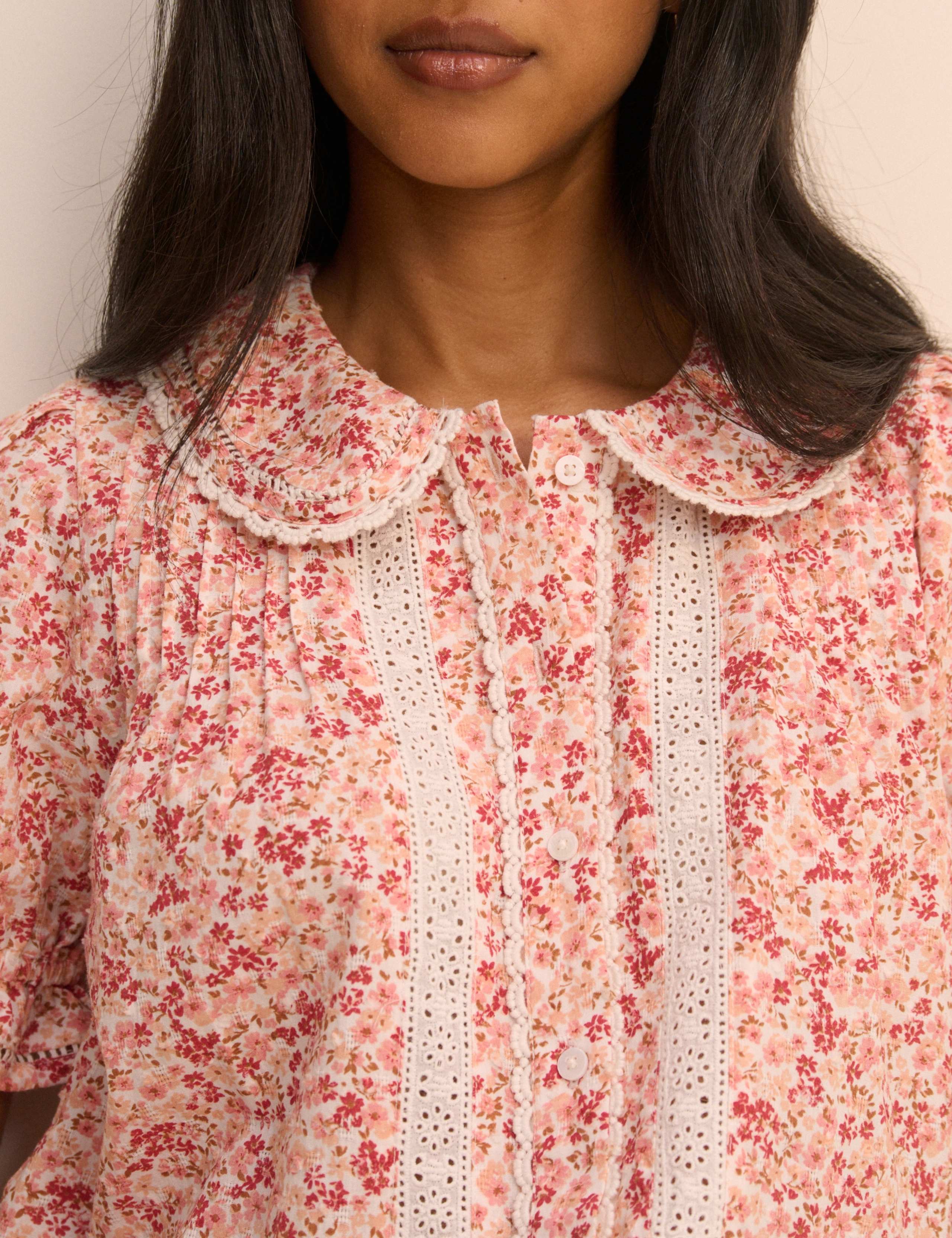 Pure Cotton Ditsy Floral Puff Sleeve Blouse 5 of 5