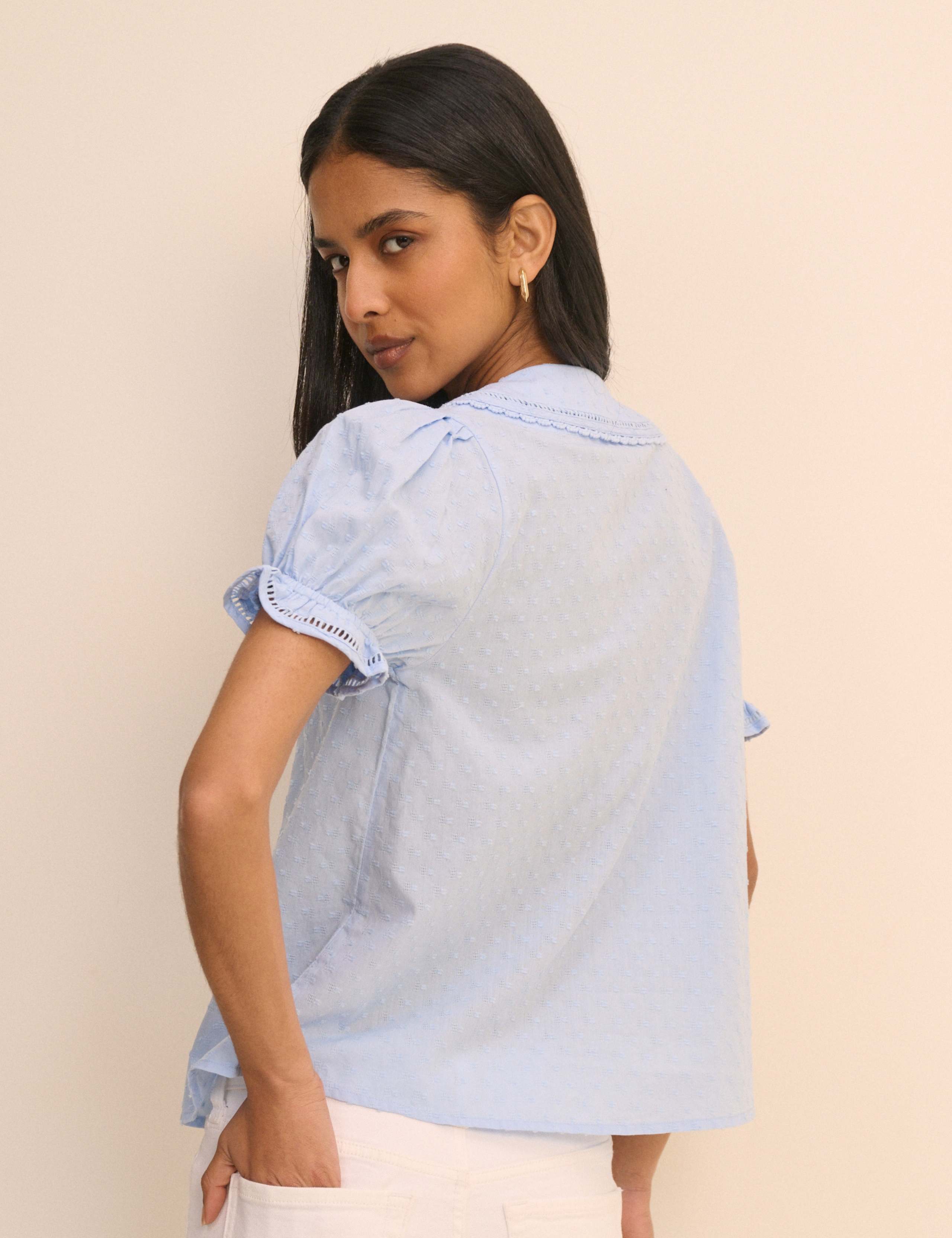 Pure Cotton Textured Peter Pan Collar Blouse 4 of 5