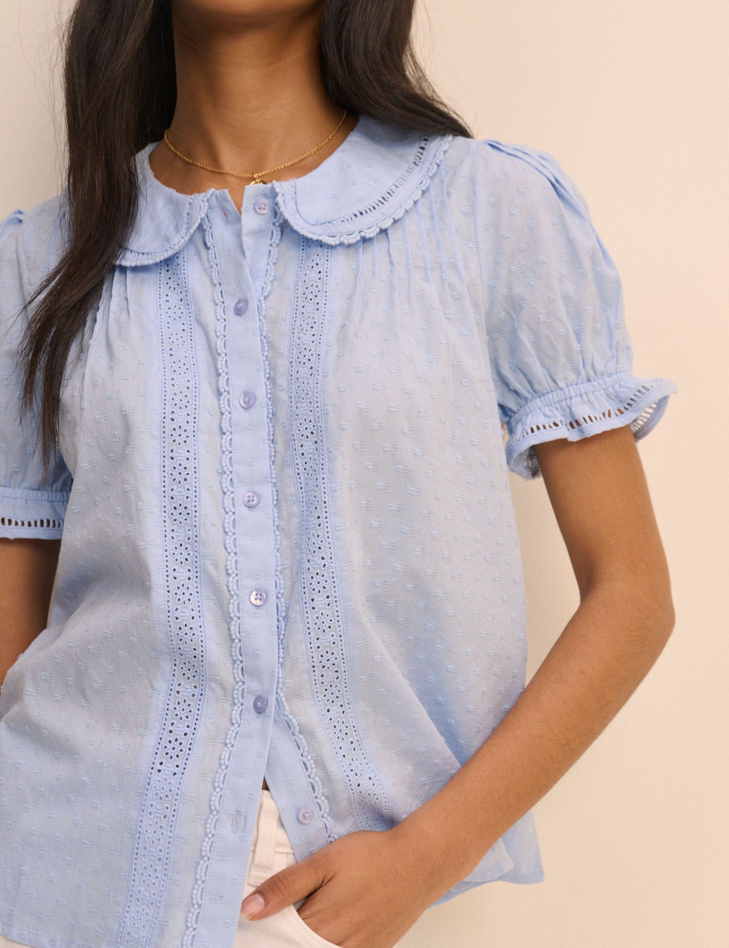 Pure Cotton Textured Peter Pan Collar Blouse 5 of 5
