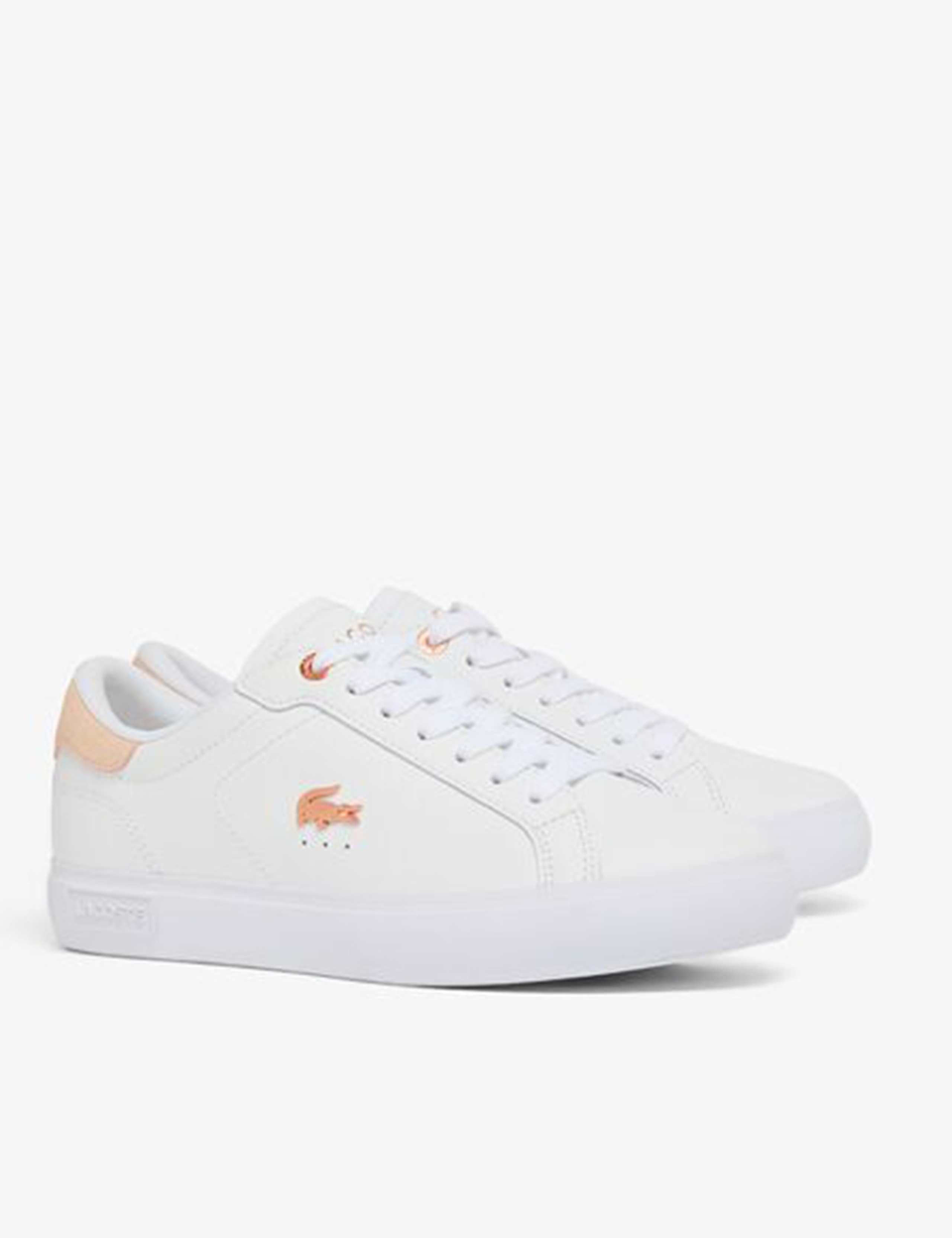 Powercourt Leather Rose Gold Detail Trainers 3 of 6