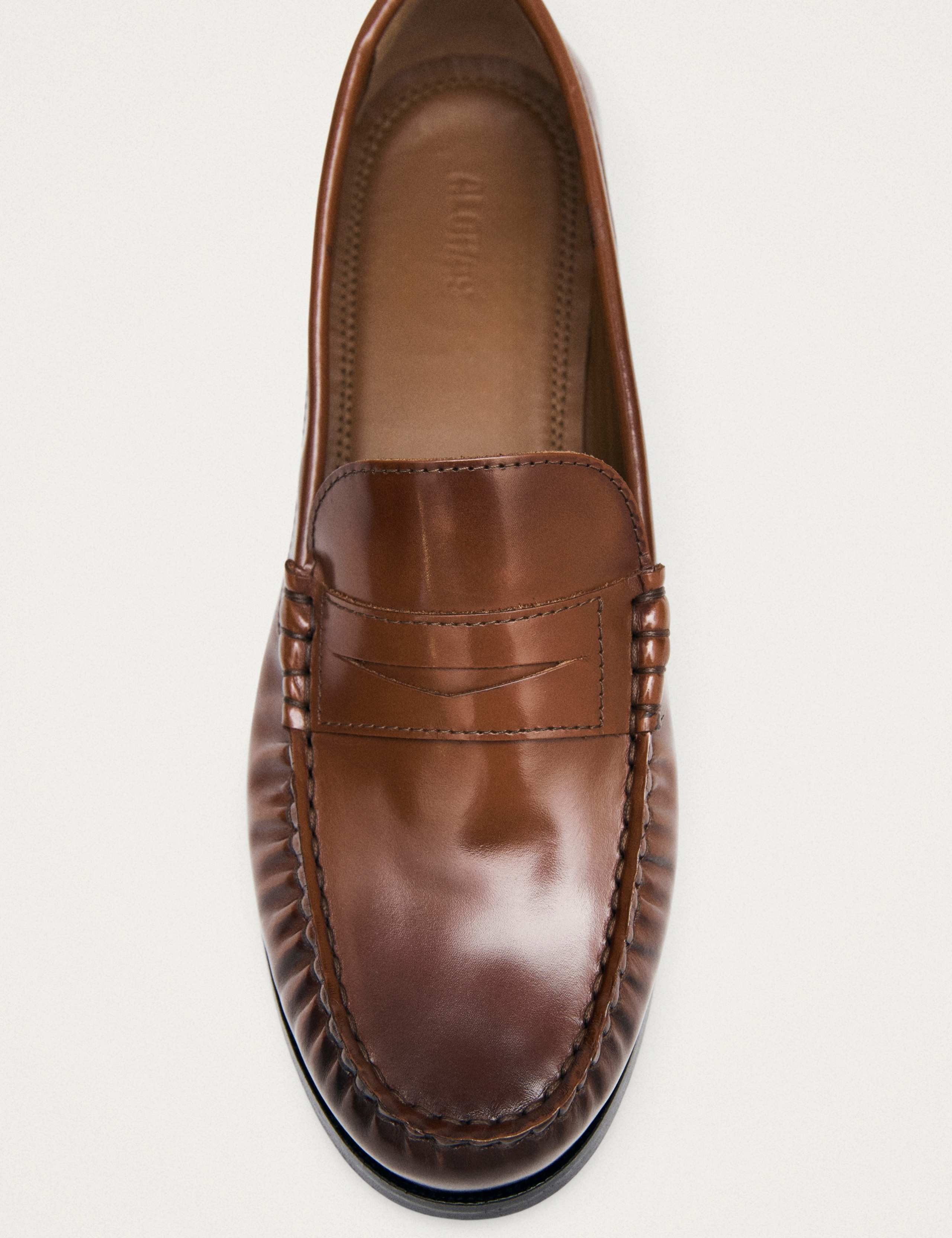 Leather Block Heel Loafers 2 of 8
