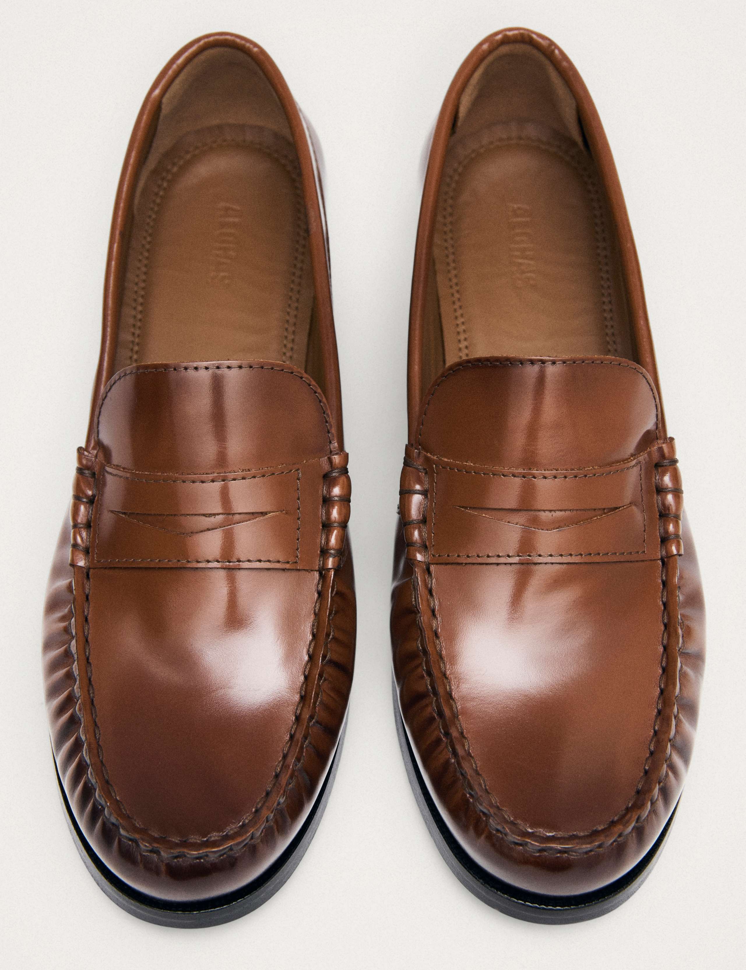 Leather Block Heel Loafers 3 of 8