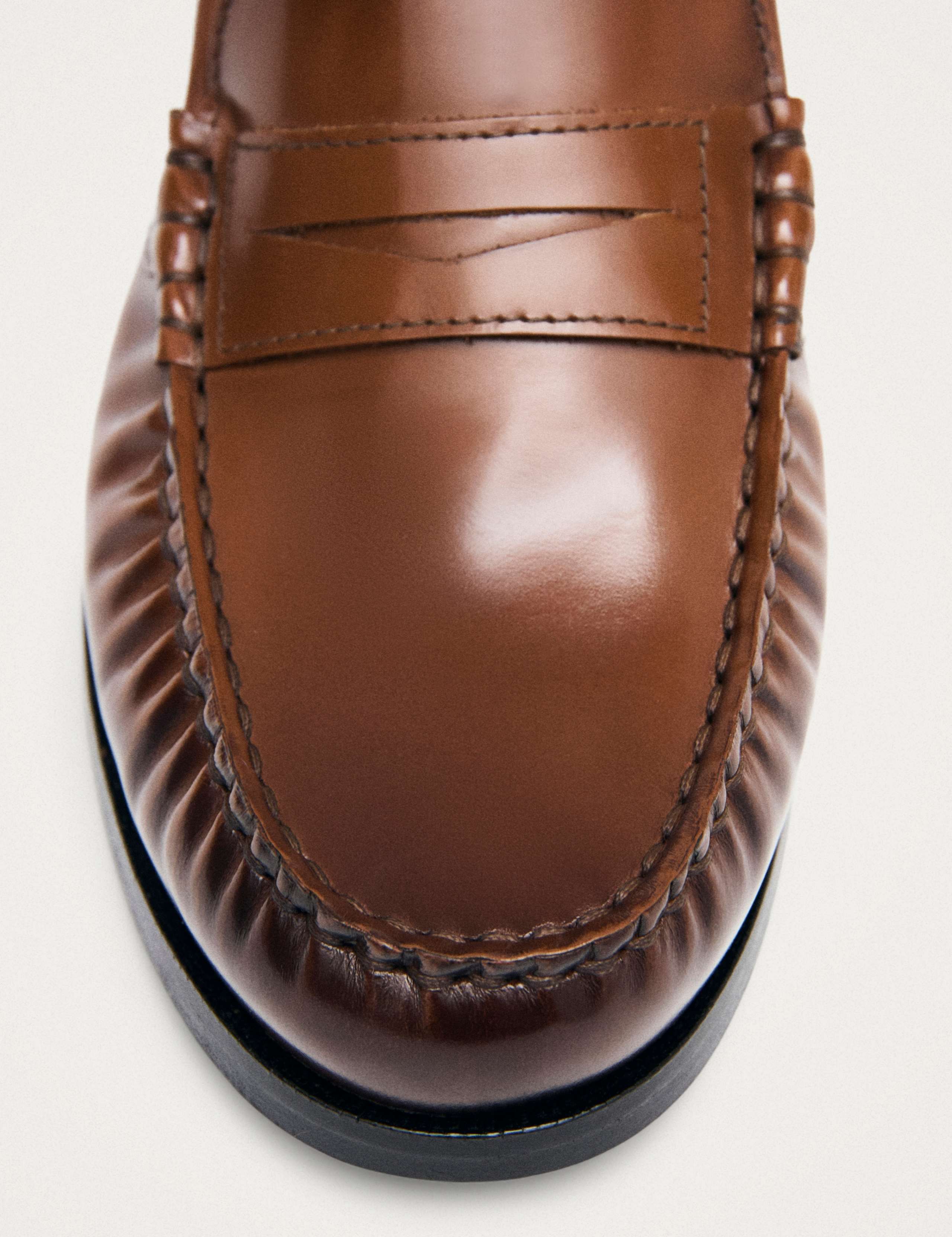 Leather Block Heel Loafers 6 of 8