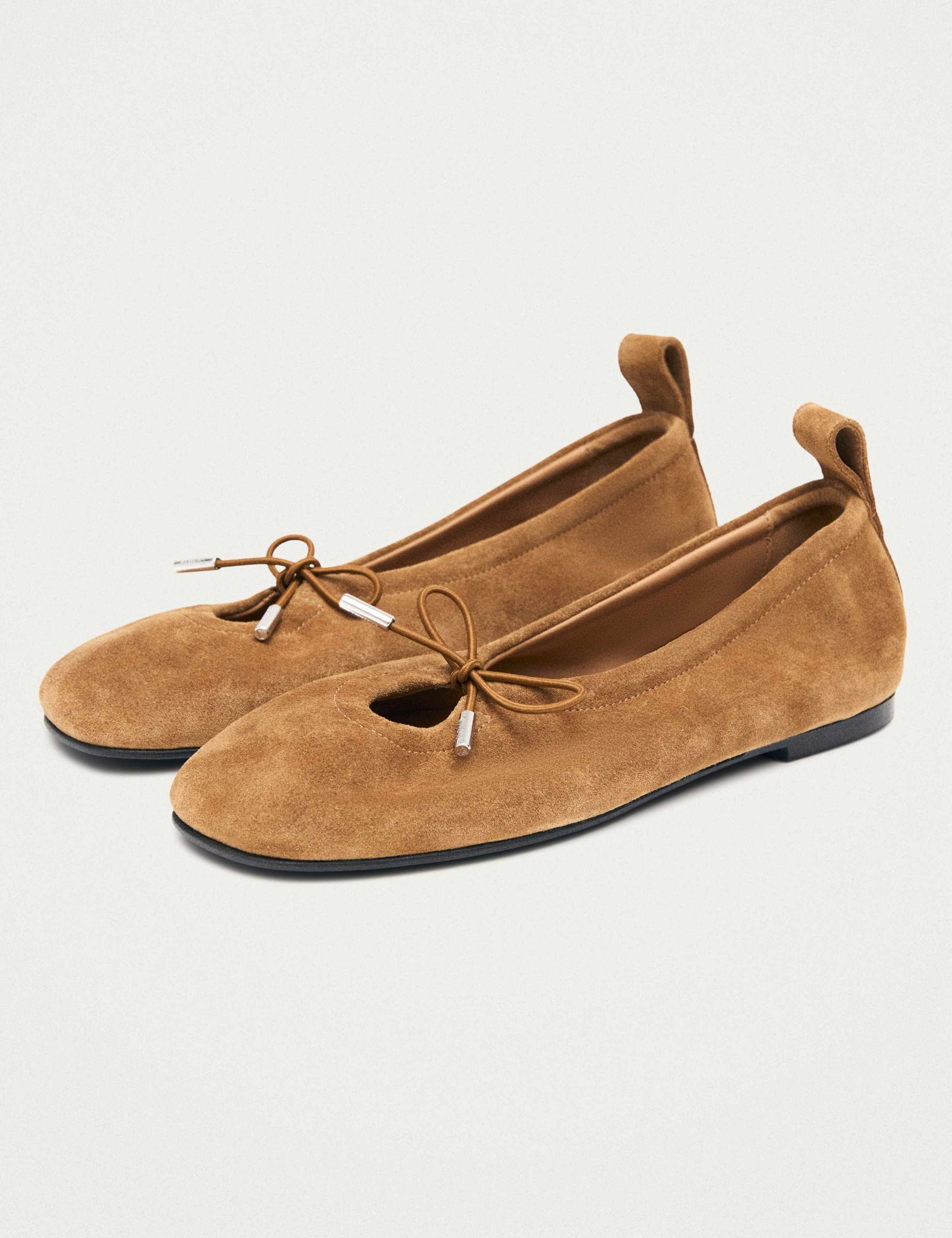 Suede Bow Flat Ballet Pumps 4 of 7