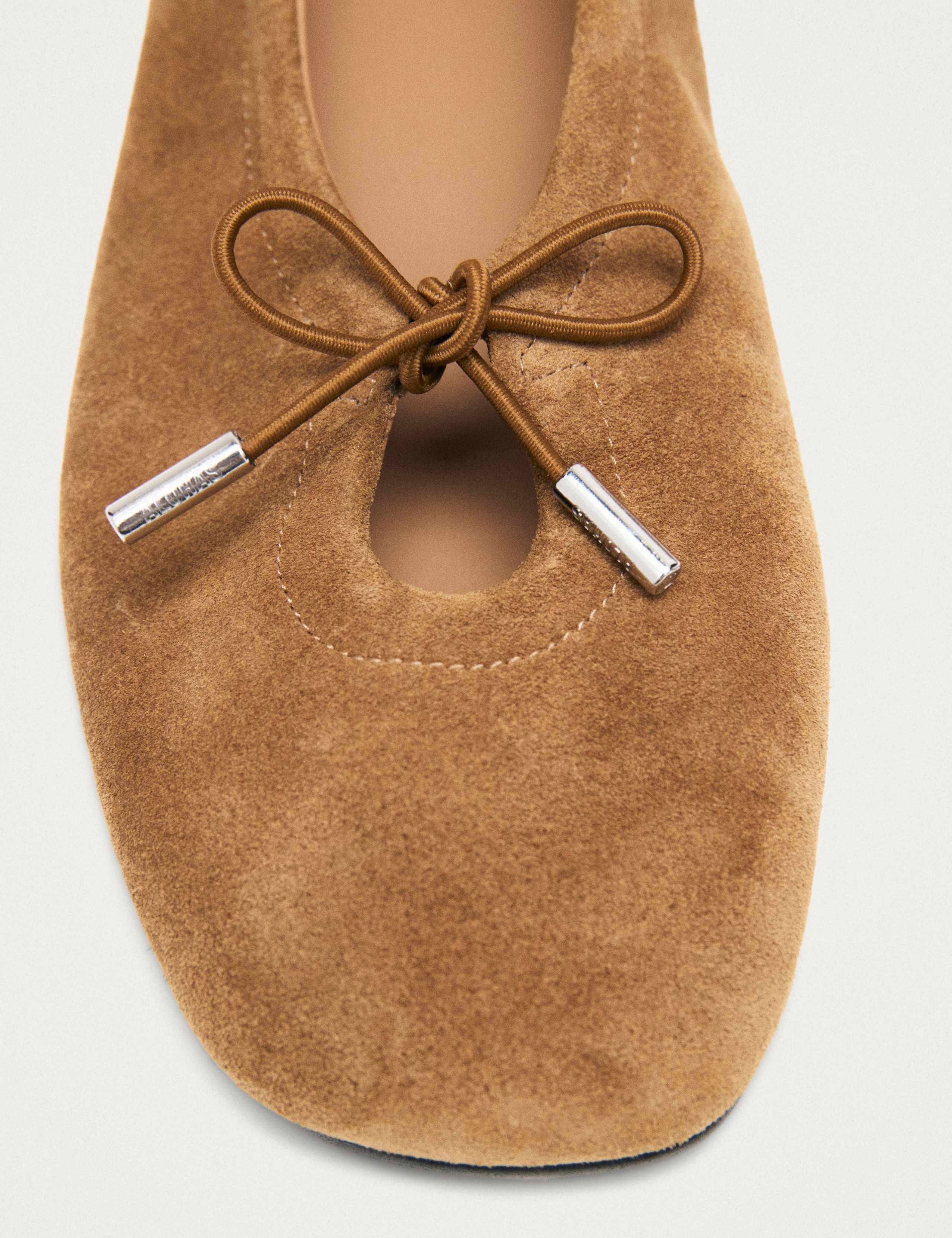 Suede Bow Flat Ballet Pumps 6 of 7