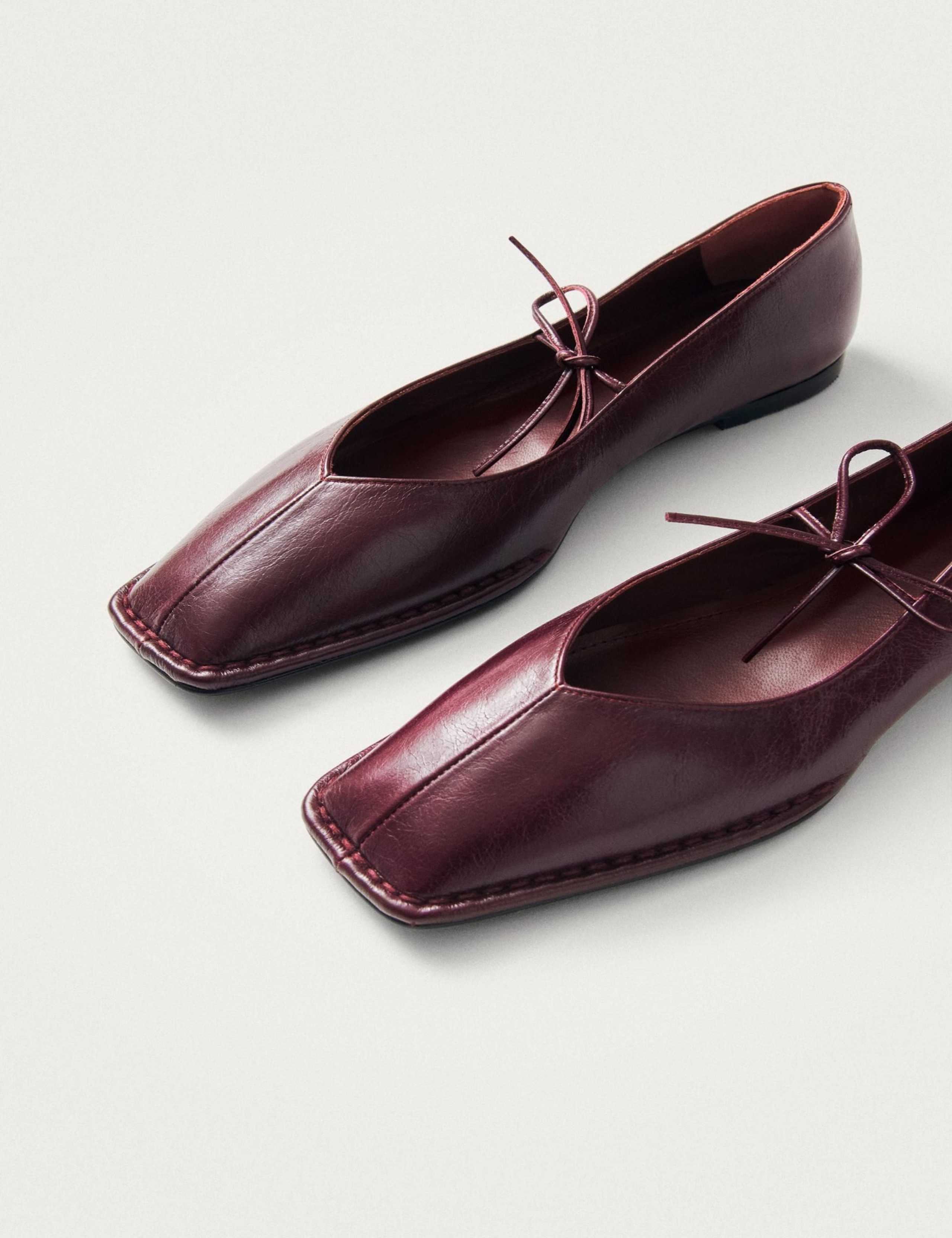 Sway Leather Bow Square Toe Ballet Pumps 4 of 8