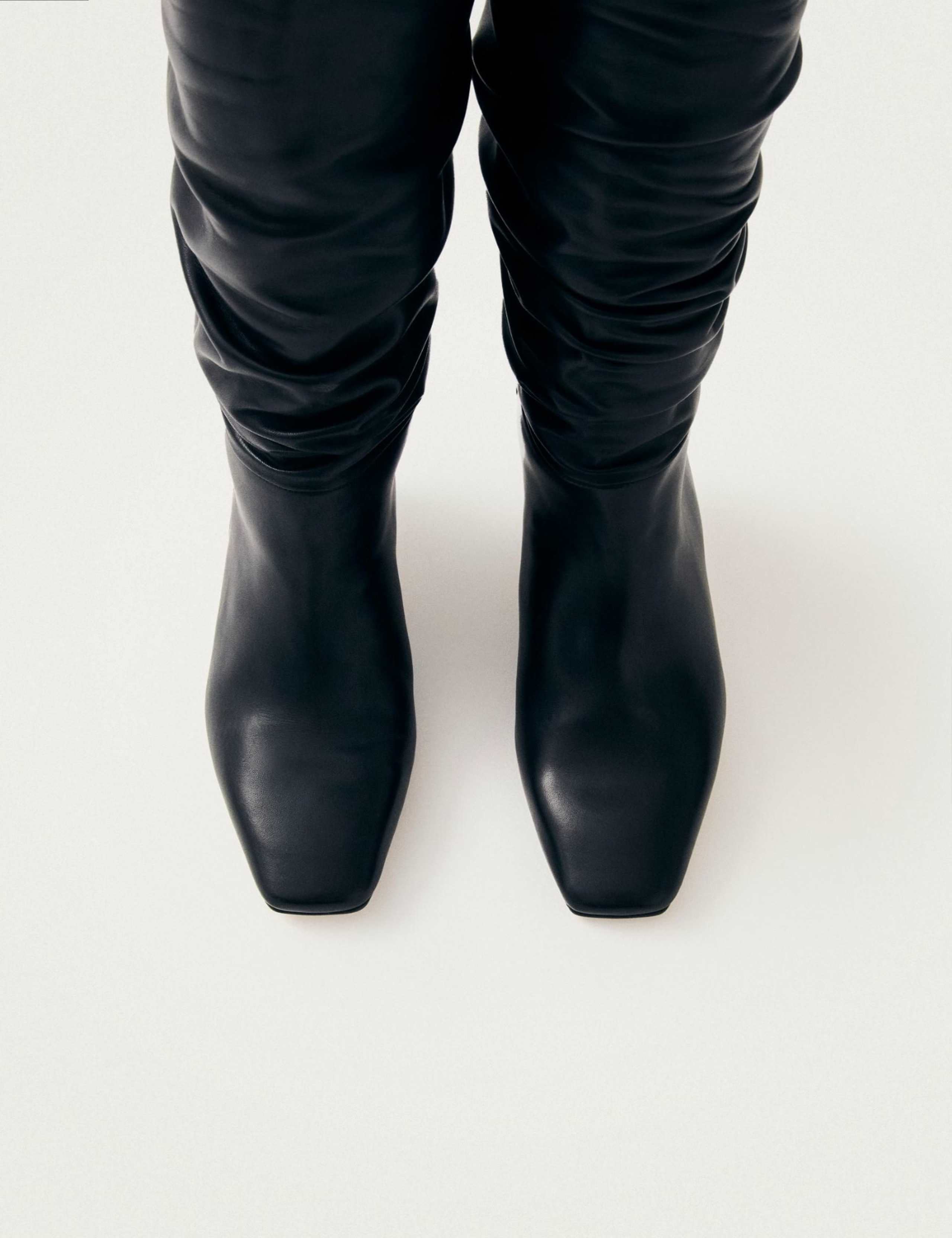 Kalila Leather Ruched Kitten Heel Boots 4 of 6