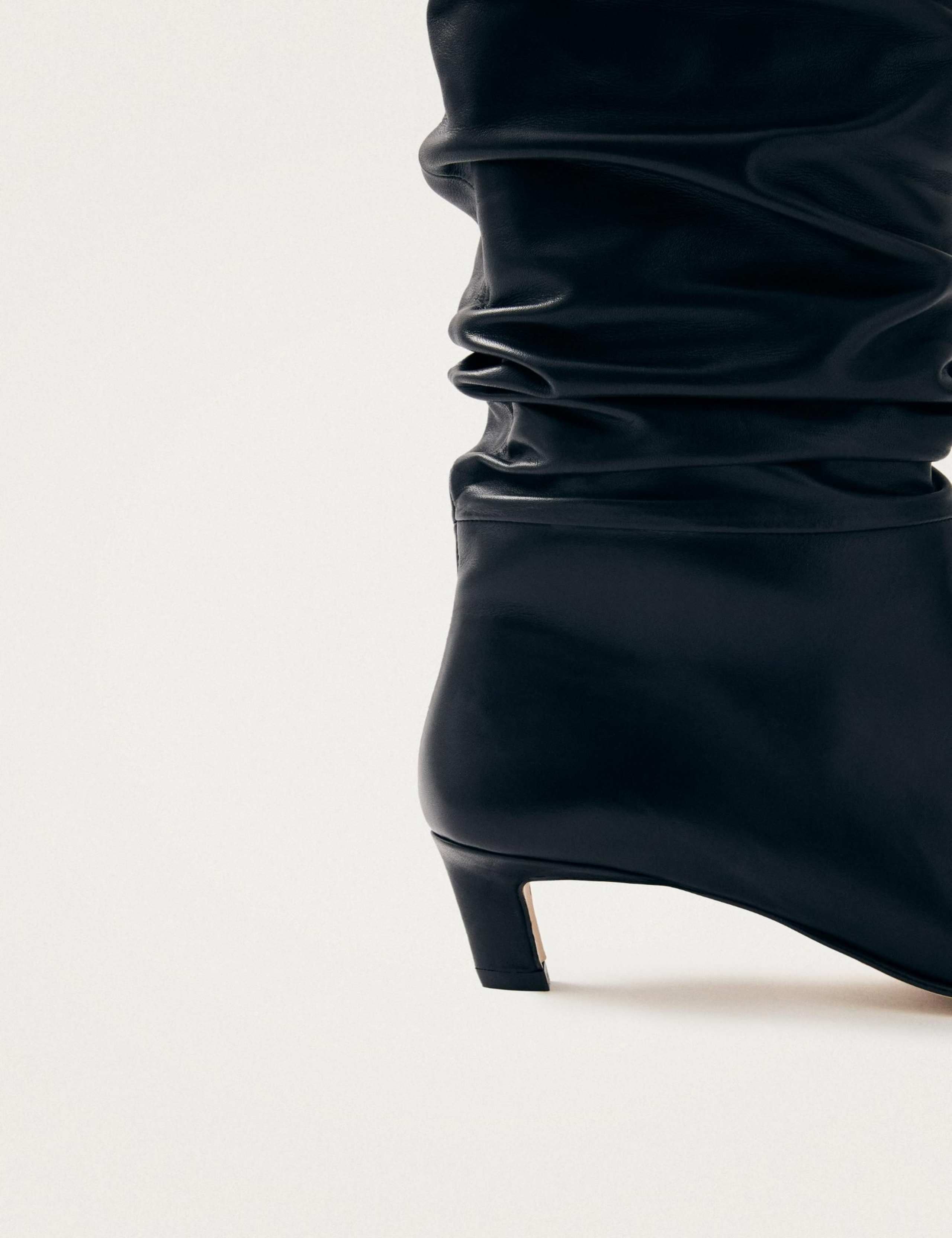 Kalila Leather Ruched Kitten Heel Boots 5 of 6