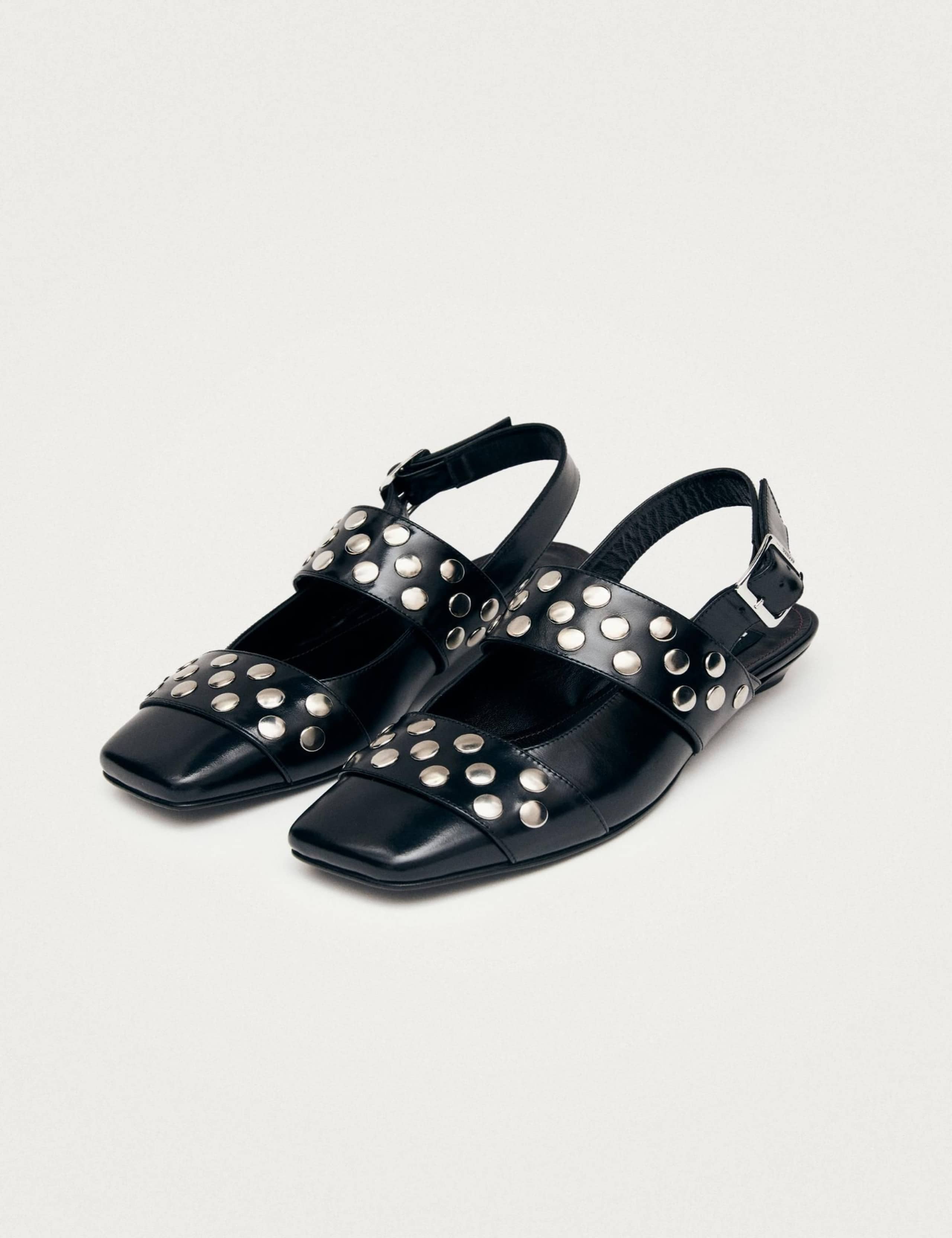 Dyana Leather Kitten Heel Slingback Shoes 2 of 5