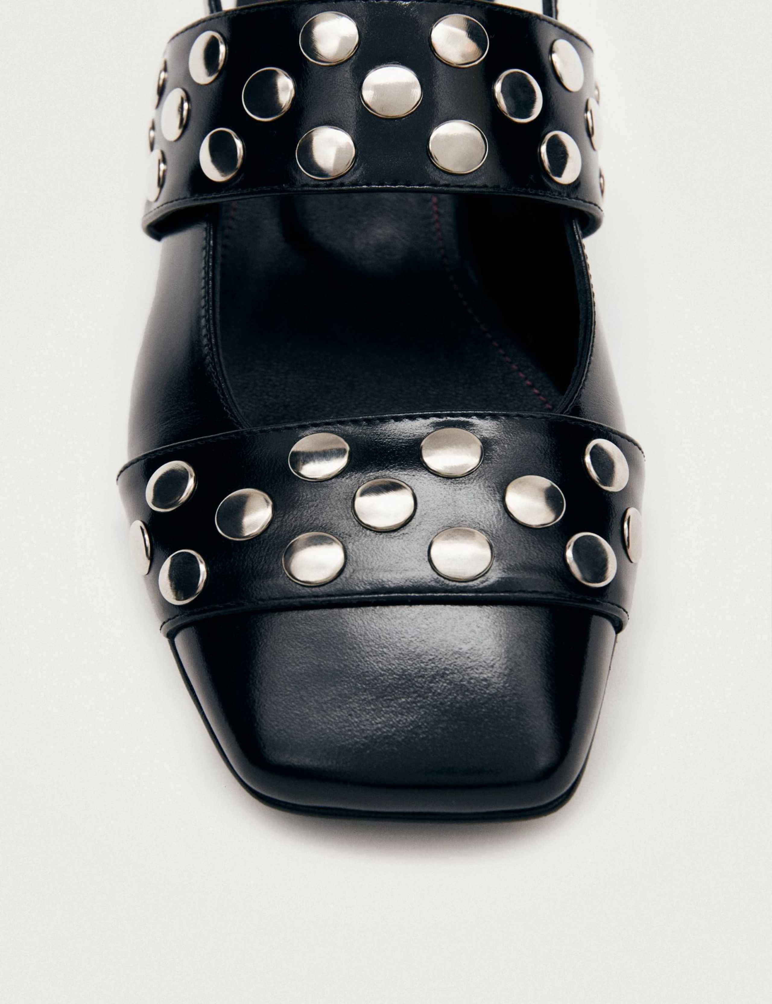 Dyana Leather Kitten Heel Slingback Shoes 4 of 5