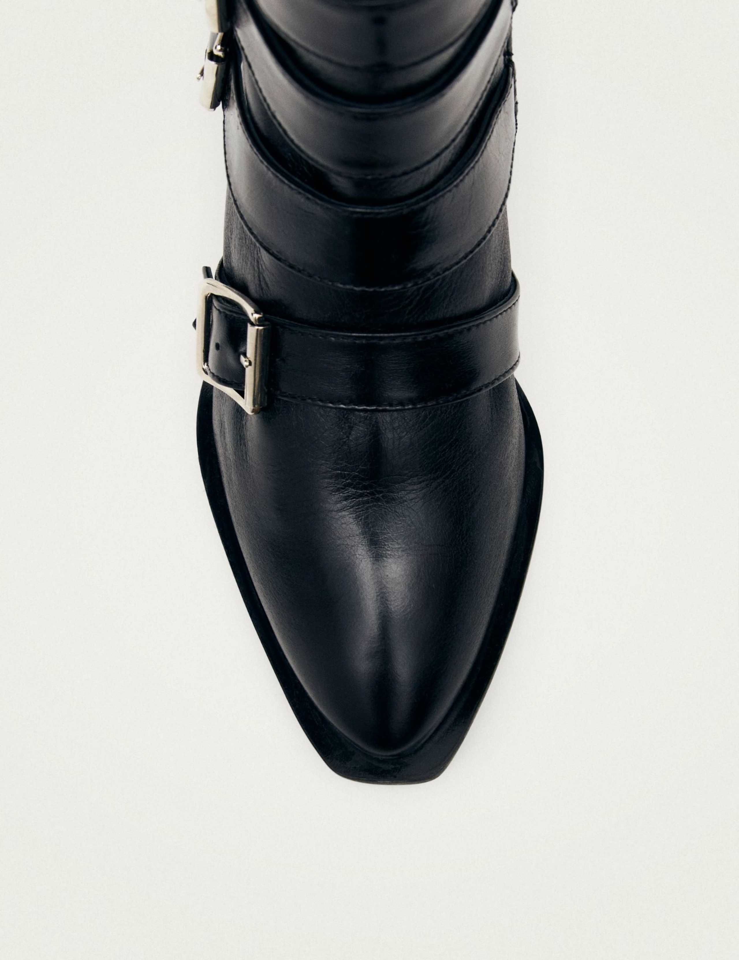 Eras Leather Buckle Cuban Heel Ankle Boots 5 of 6