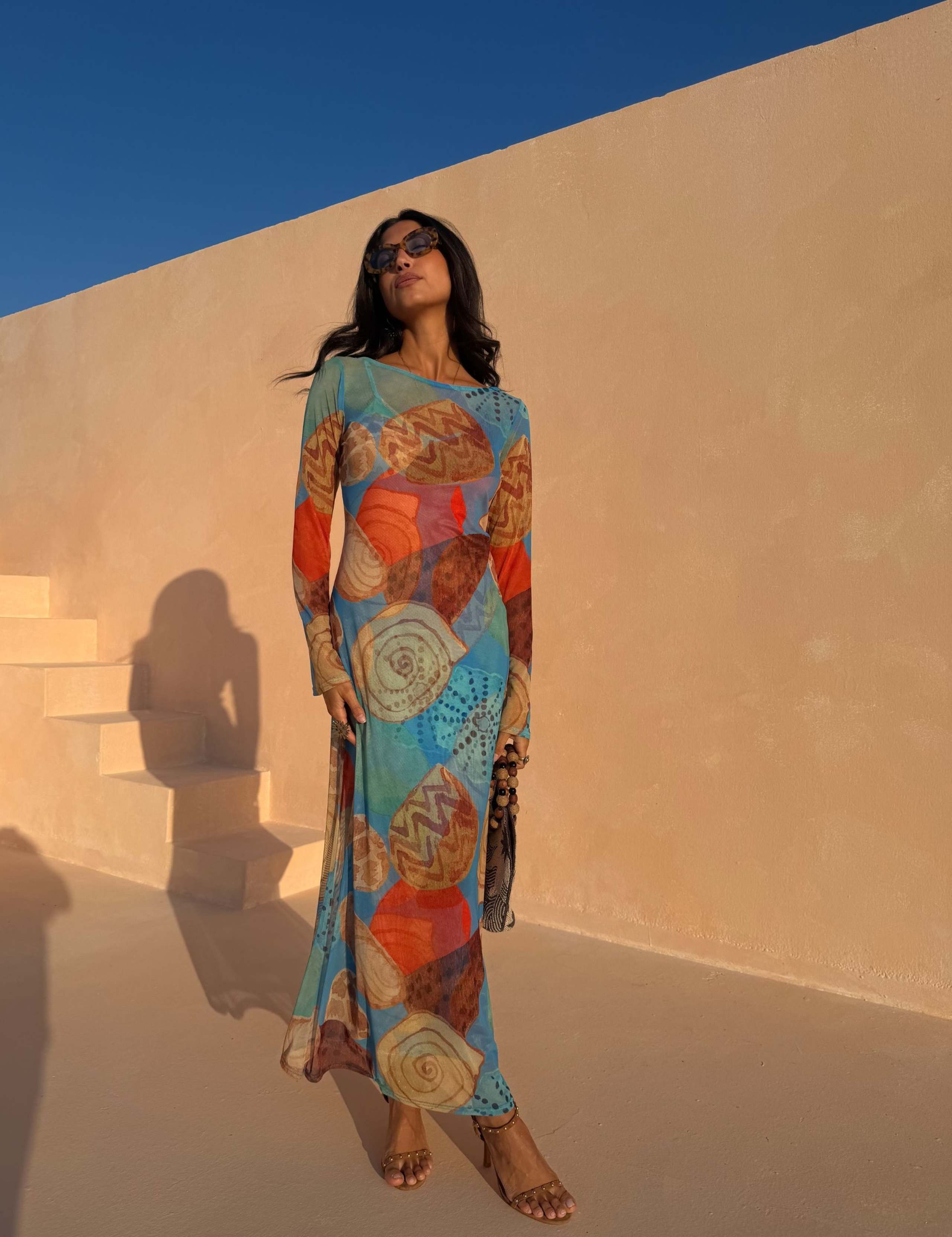 Aria Mesh Dress in Shell Print 1 of 3