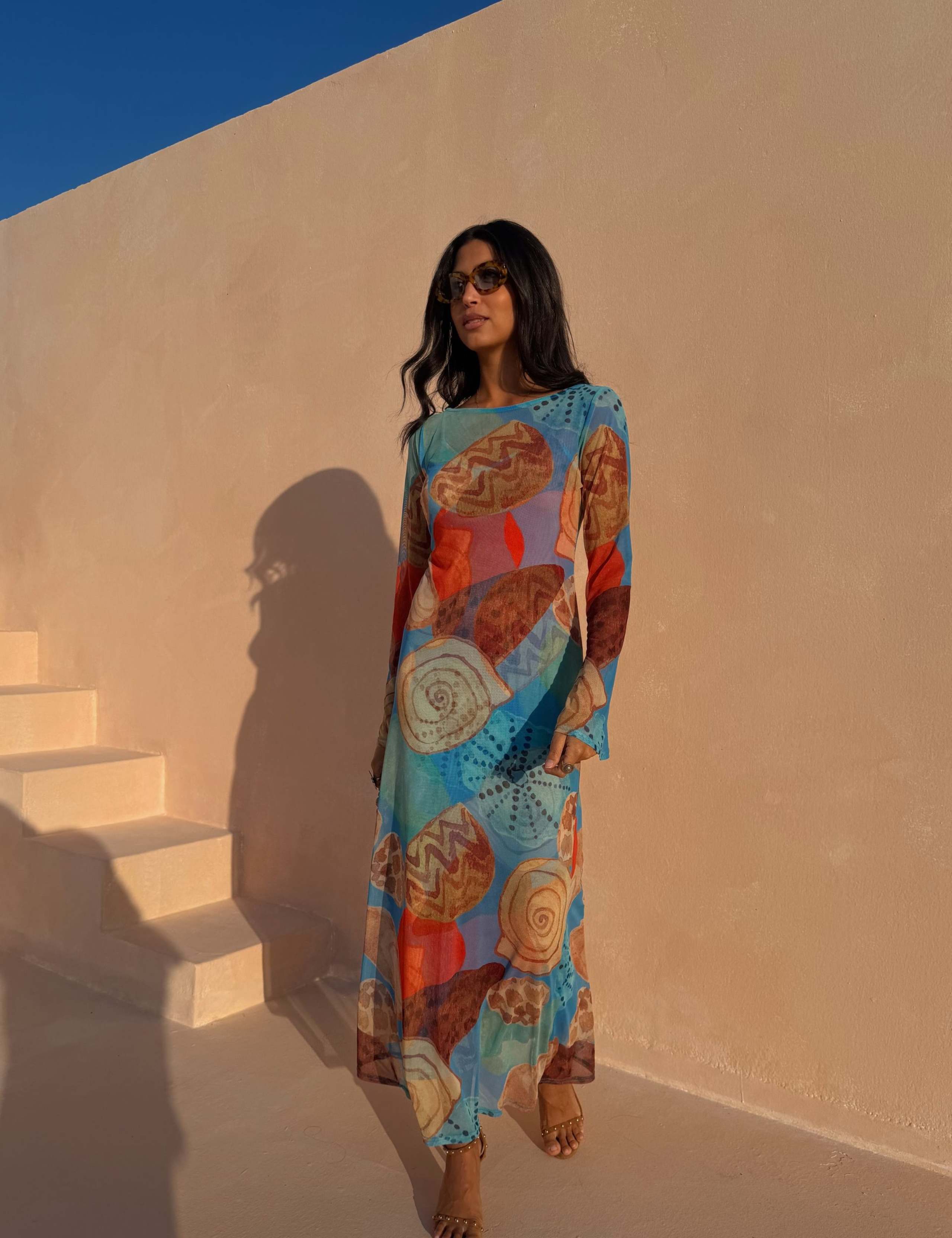 Aria Mesh Dress in Shell Print 2 of 3