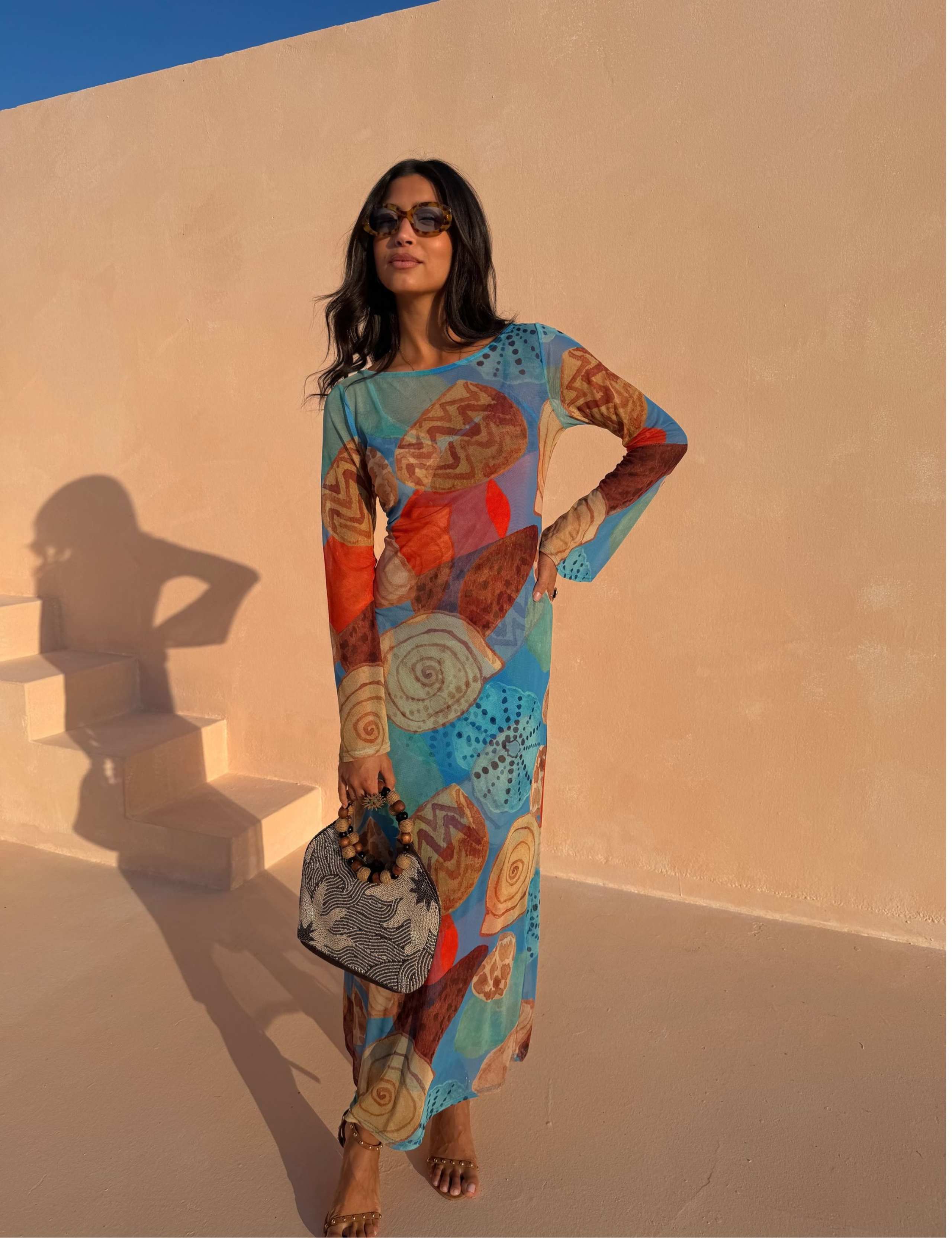 Aria Mesh Dress in Shell Print 3 of 3