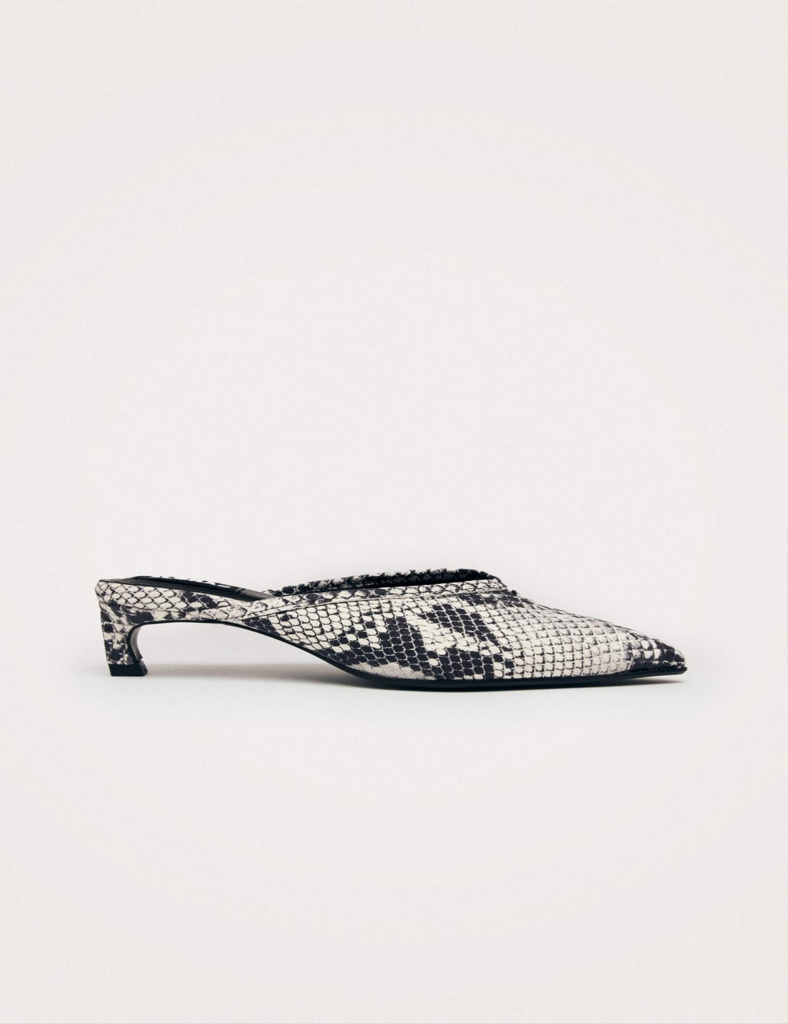 Tessa Leather Snake Print Pointed Mules 1 of 7