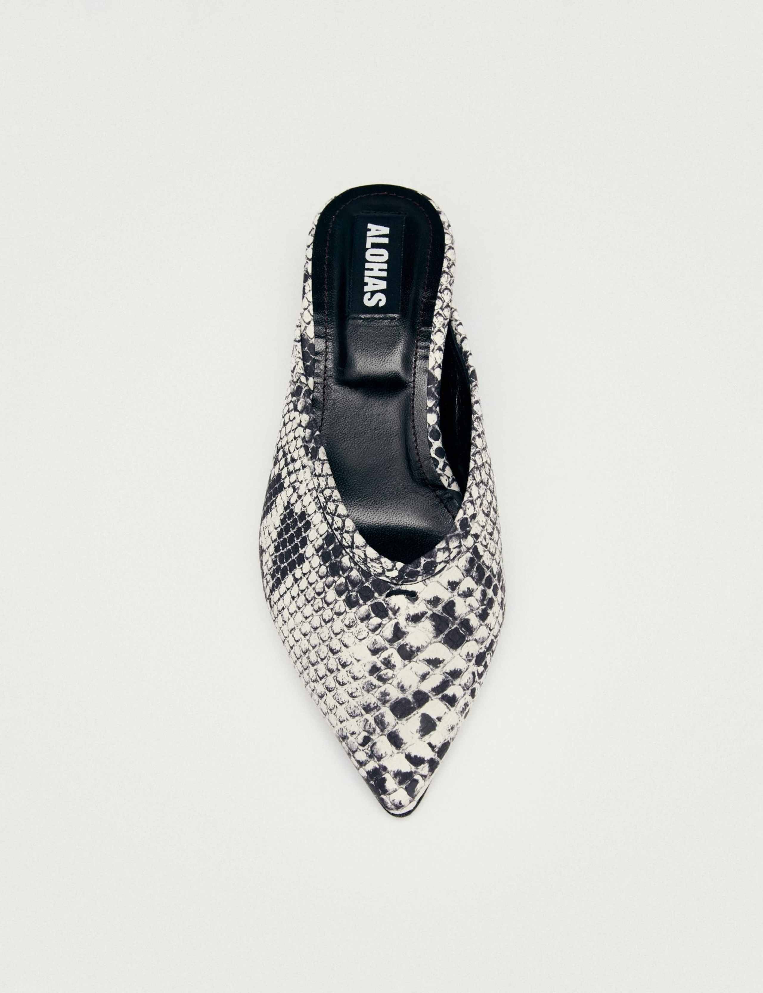 Tessa Leather Snake Print Pointed Mules 3 of 7