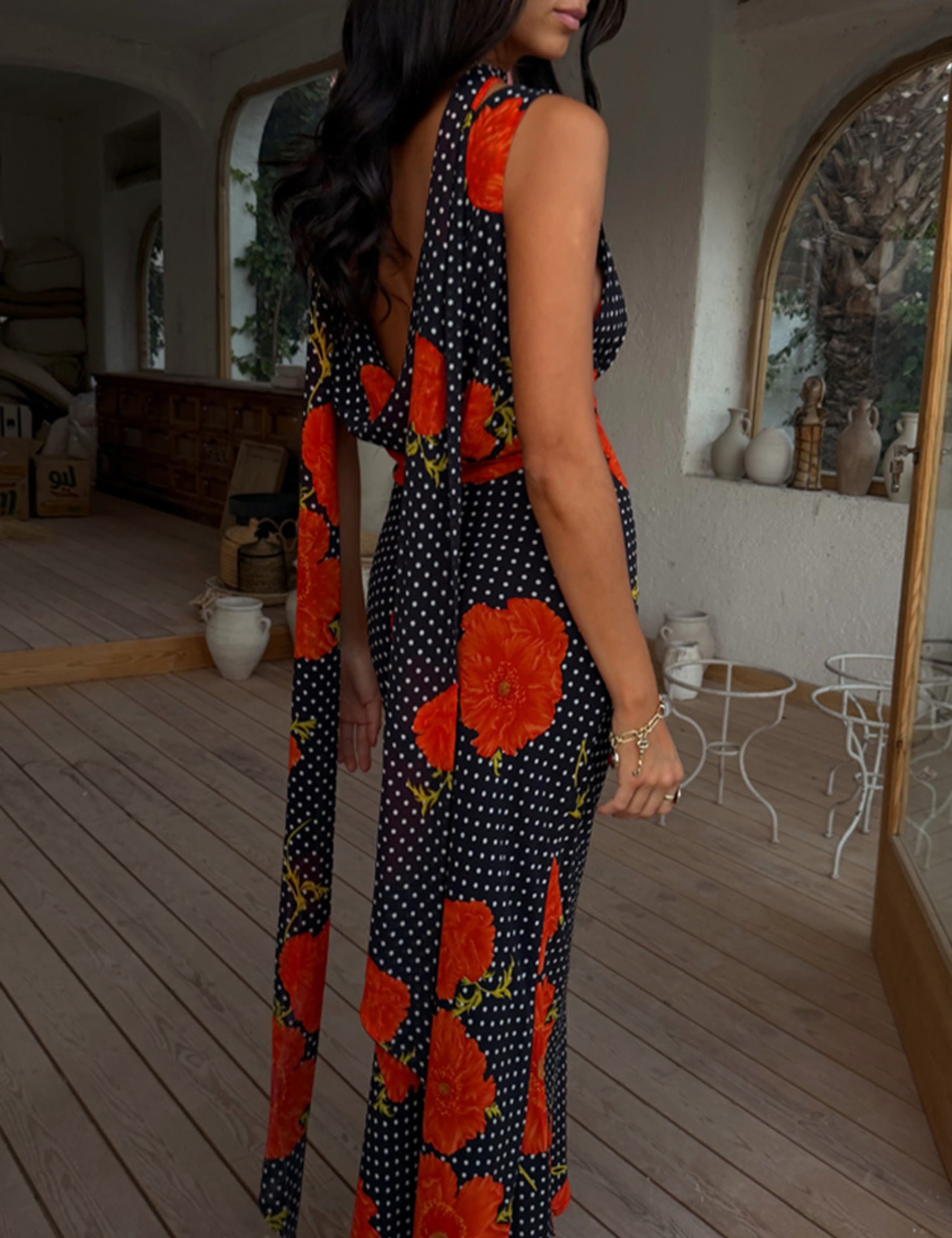 Floral Cowl Neck Midaxi Column Dress 2 of 5