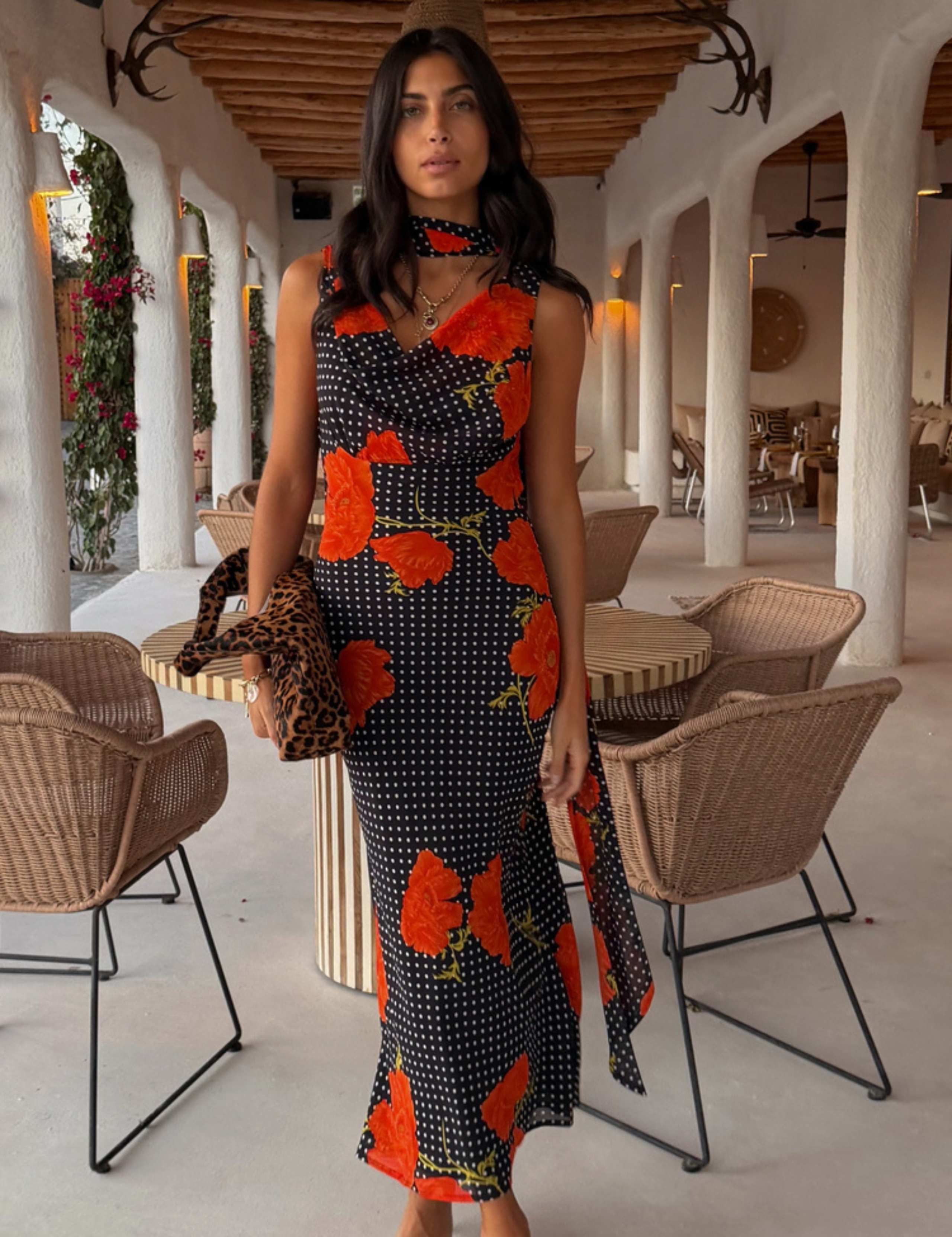 Floral Cowl Neck Midaxi Column Dress 4 of 5