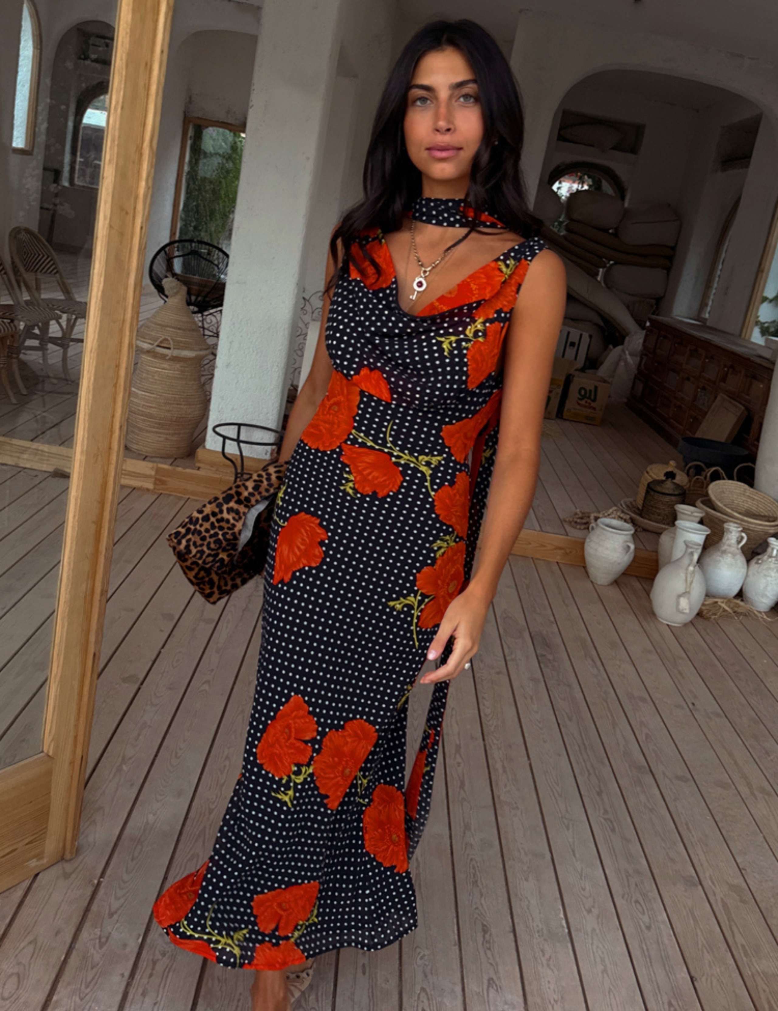 Floral Cowl Neck Midaxi Column Dress 5 of 5