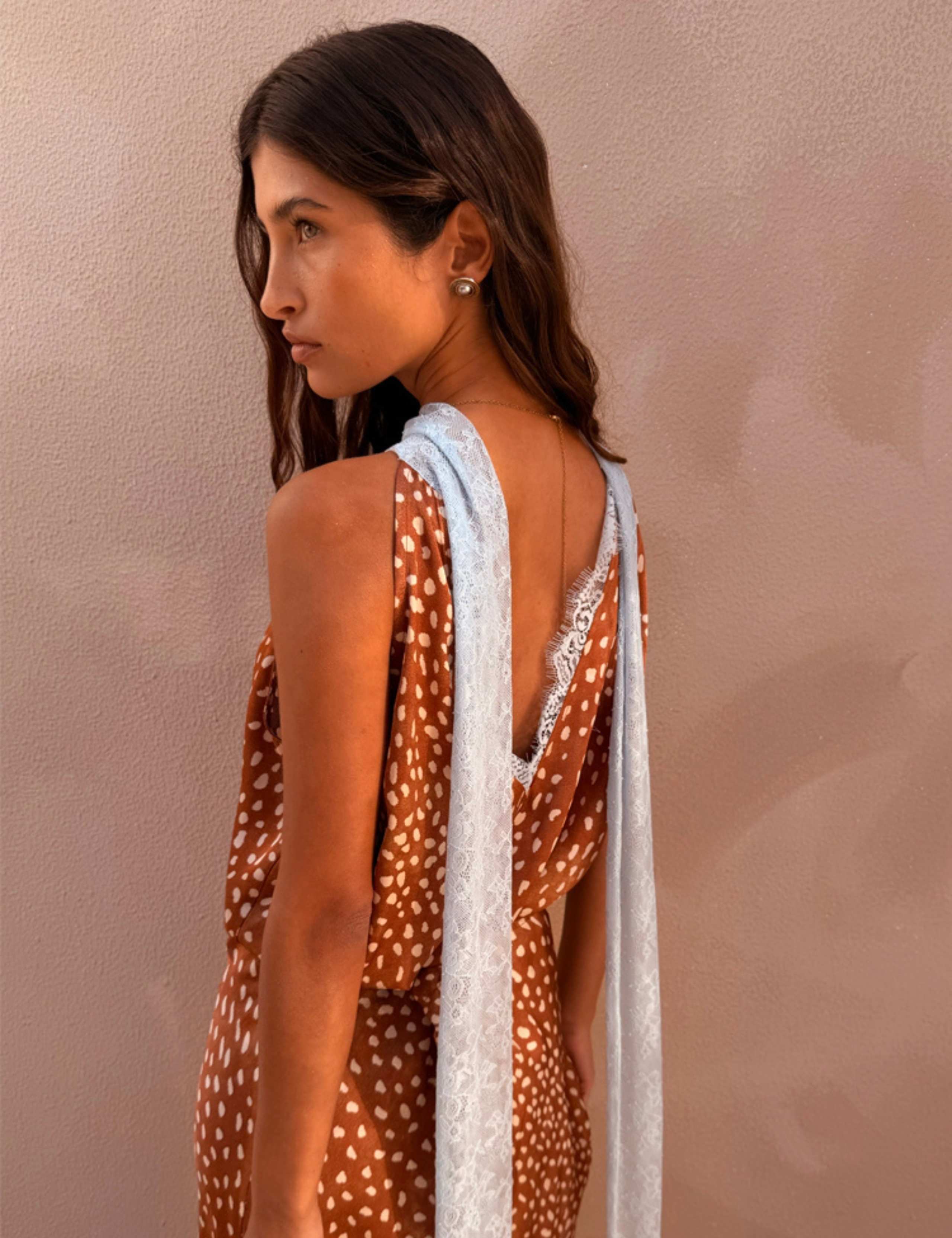 Animal Print Halter Neck Tie Detail Top 5 of 6